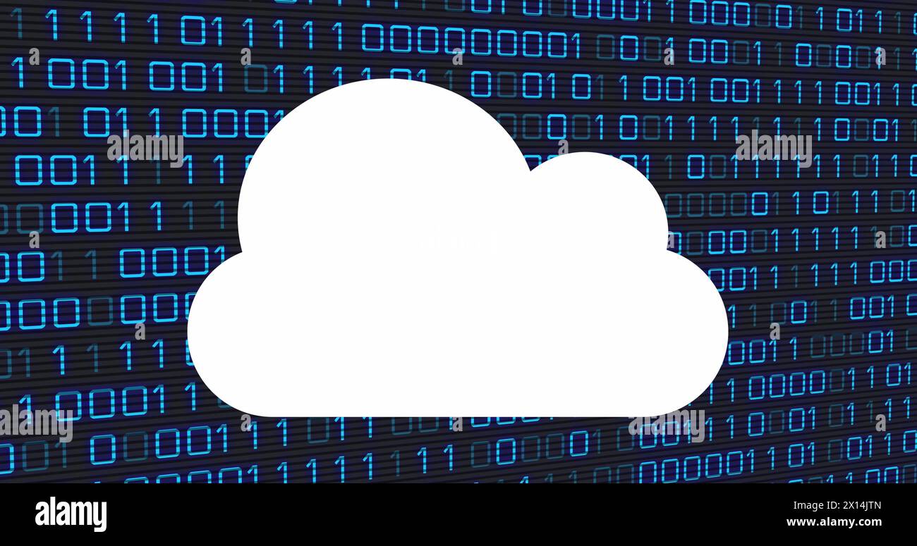 Image of cloud icon over binary coding Stock Photo - Alamy
