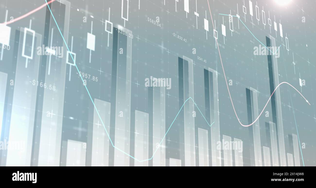 Image of media icons over data processing Stock Photo