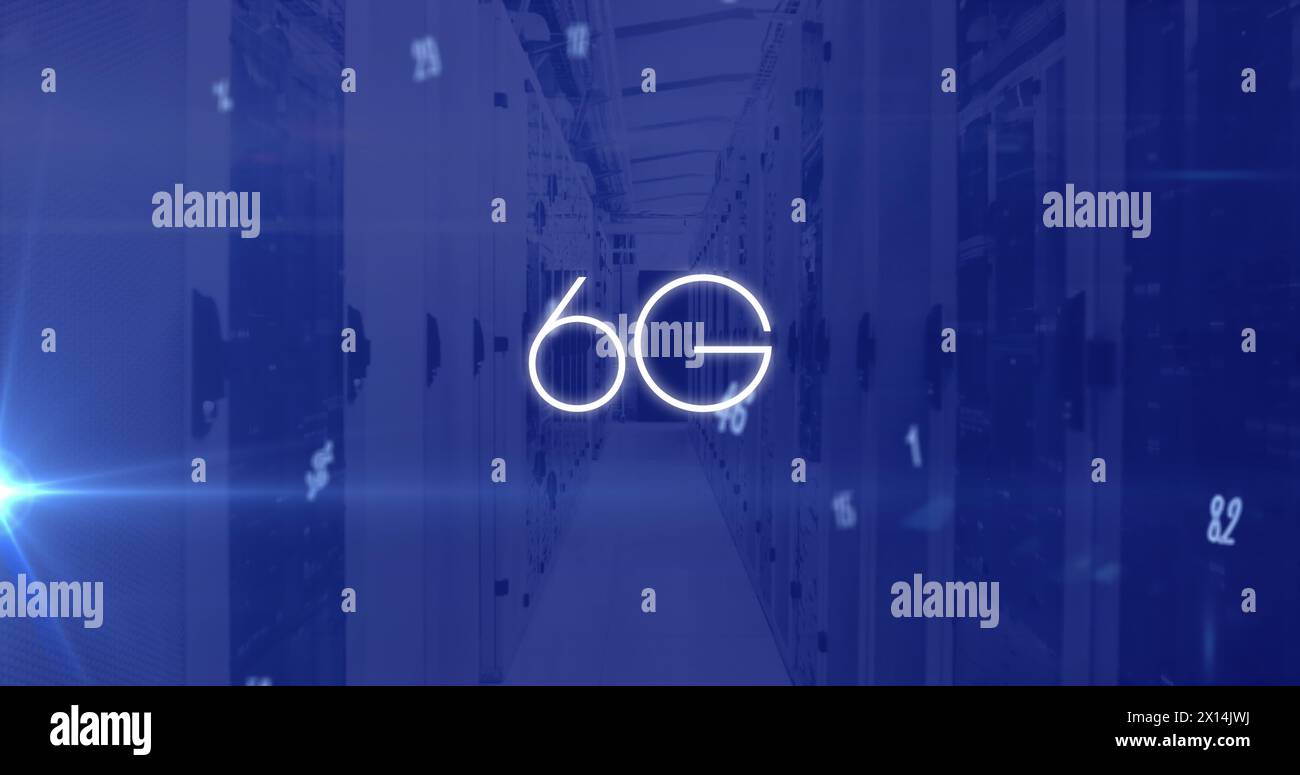 Image of 6g text data processing over computer servers Stock Photo