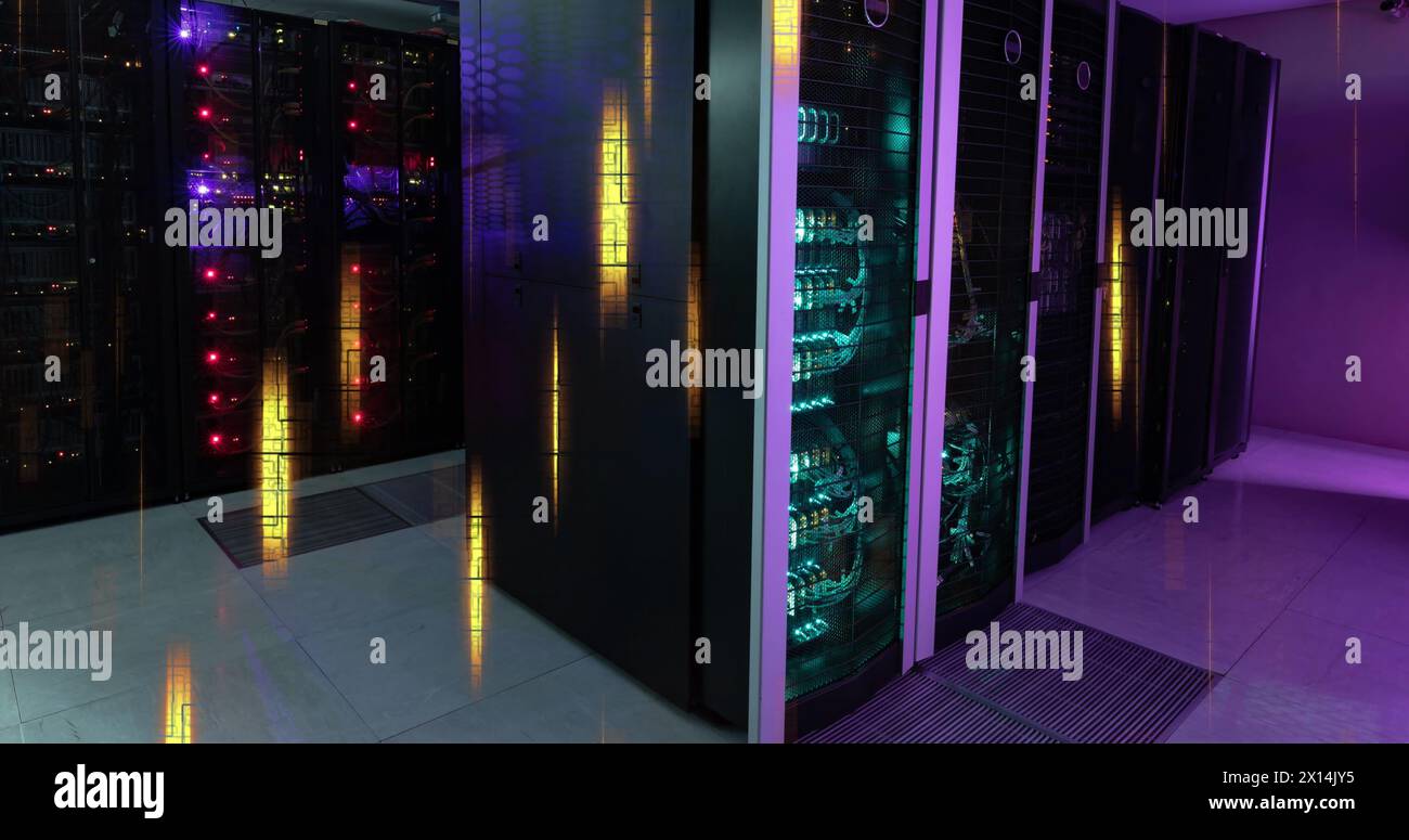 Image of data processing over computer servers Stock Photo