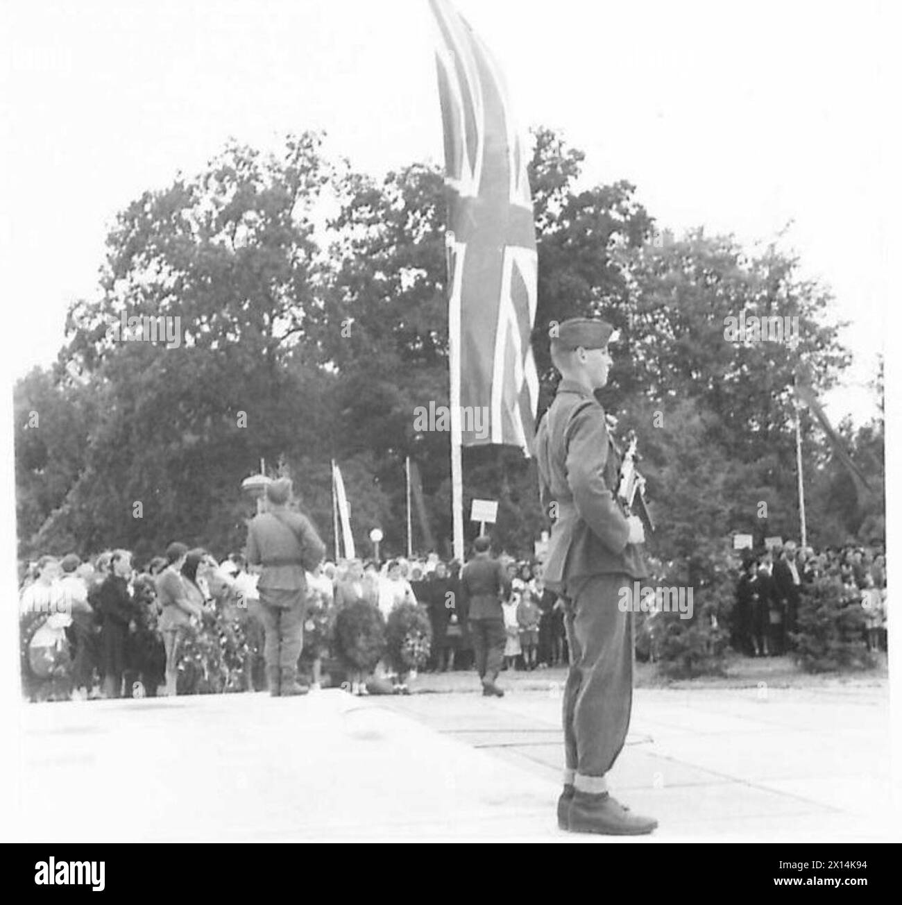 UNVEILING OF RUSSIAN AND YUGOSLAV MEMORIALS Russian soldiers stand