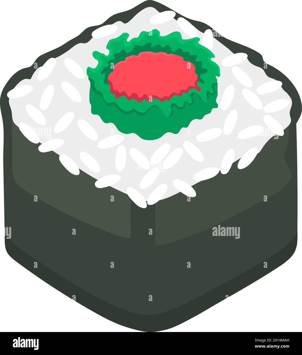 illustration of Japanese food icon, rice ball sushi roll wrapped in ...