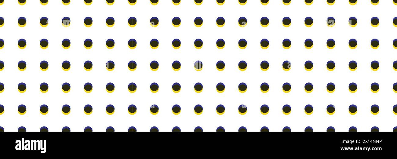 Seamless polka dot pattern. Risograph effect. Vector illustration with small black and yellow dots on a white backdrop. Creative grid texture round Stock Vector