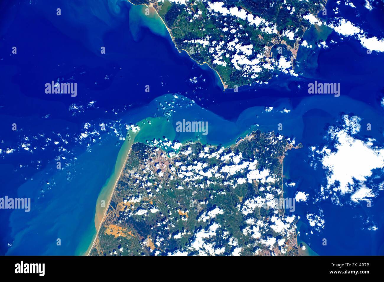 Strait of Gibraltar. Digital enhancement of an image by NASA Stock ...