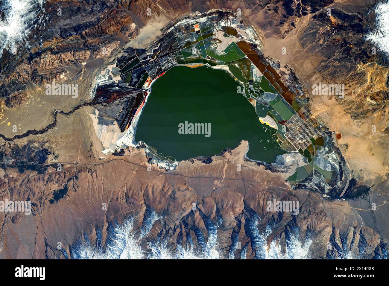 Owens Lake, California, USA. Digital enhancement of an image by NASA Stock Photo