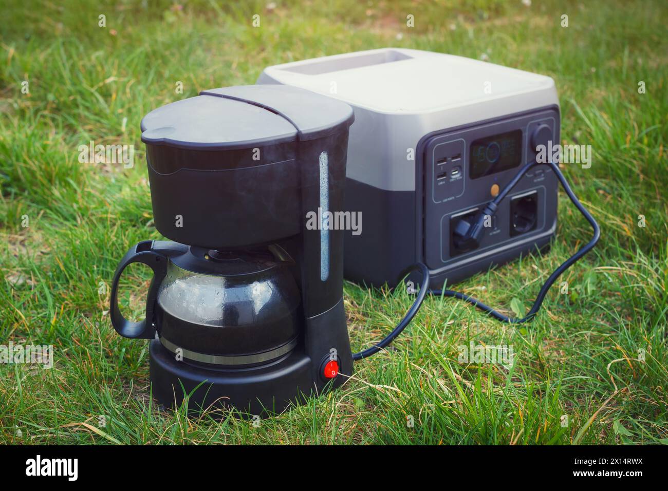 Ground Coffee Cooking Using An Electrical Dripper And Portable Power ...