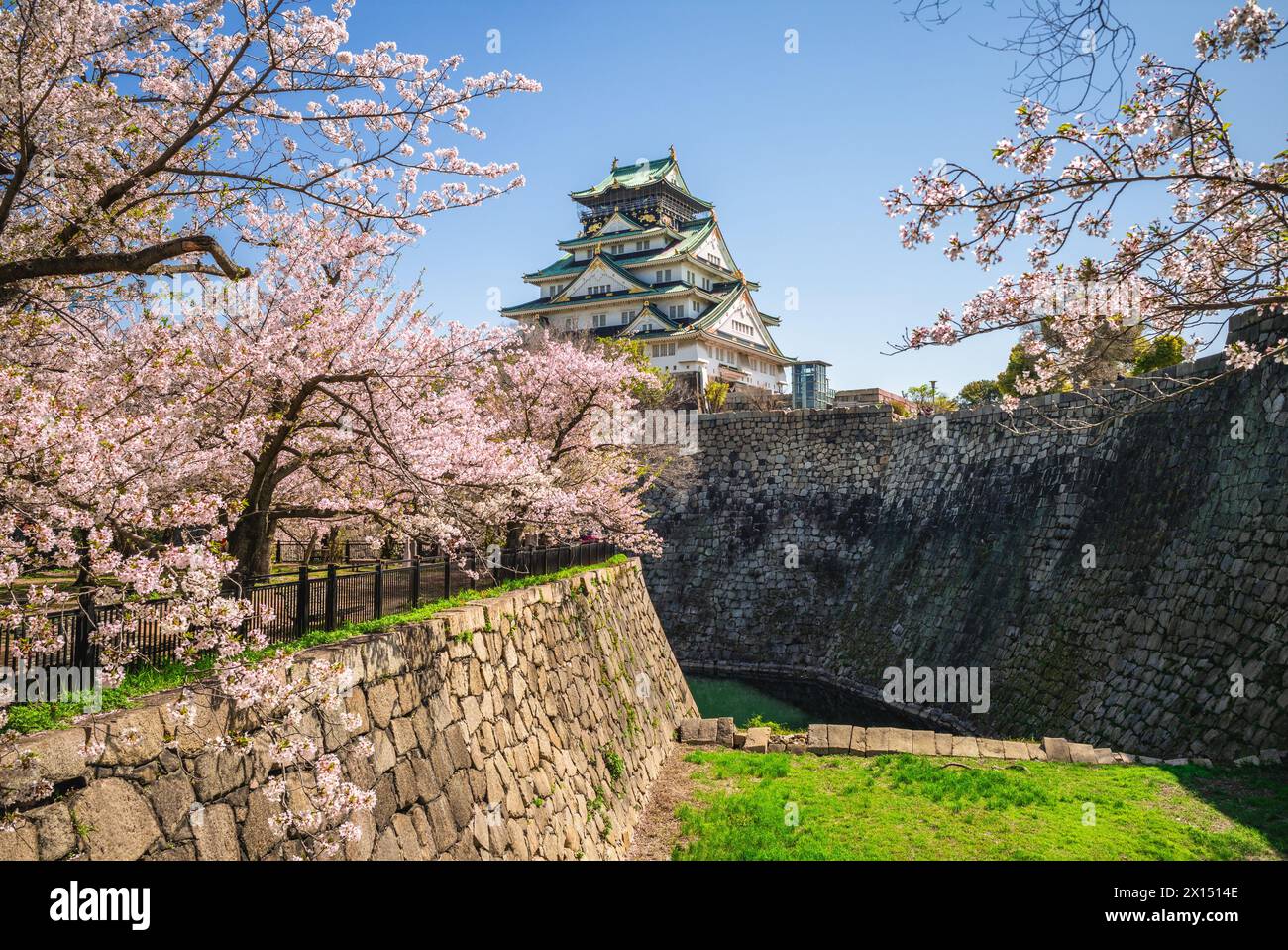 Nishinomaru garden of the Osaka Castle at osaka city in japan Stock Photo