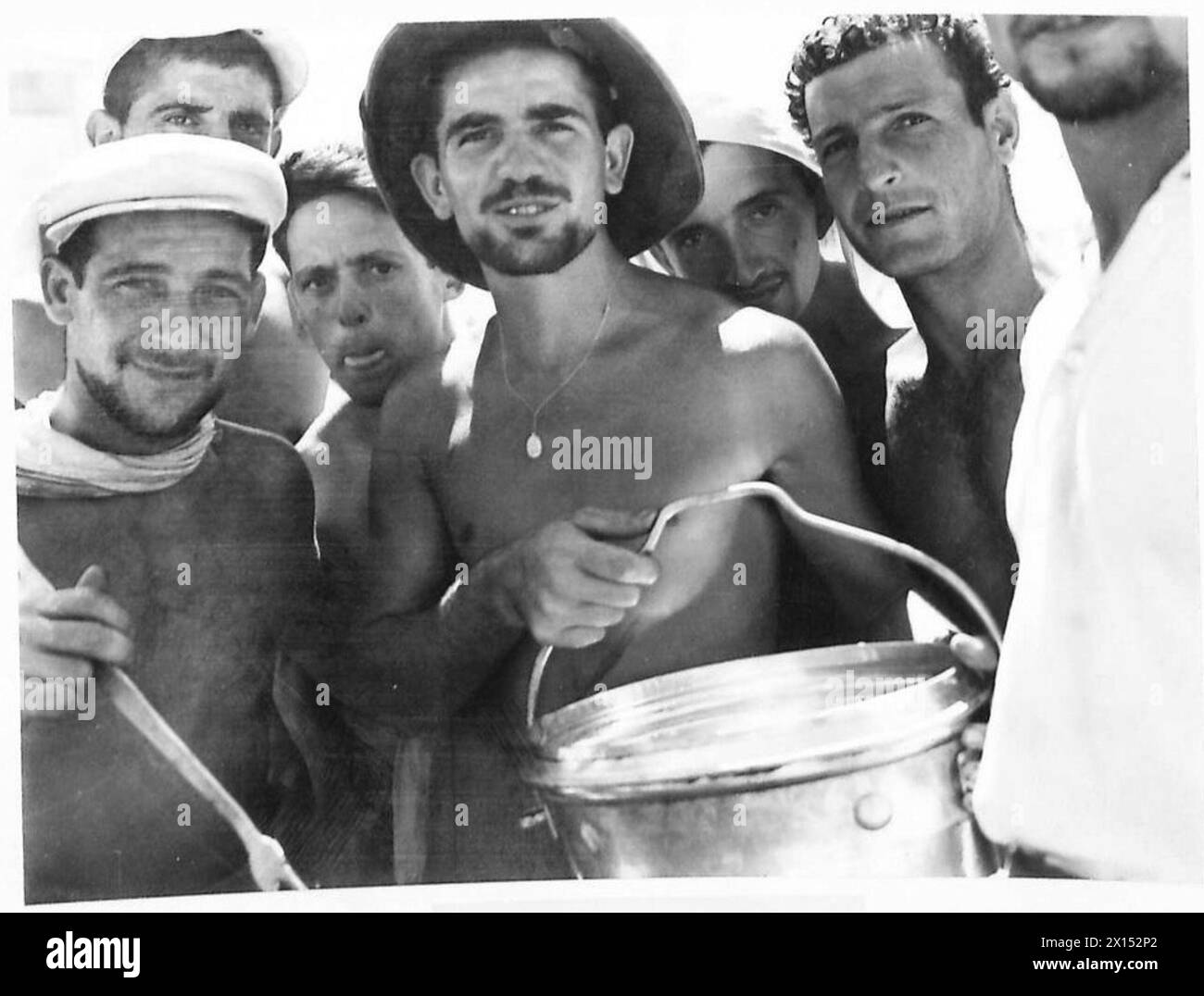 A group of Italian prisoners includes a captured Italian general, held ...