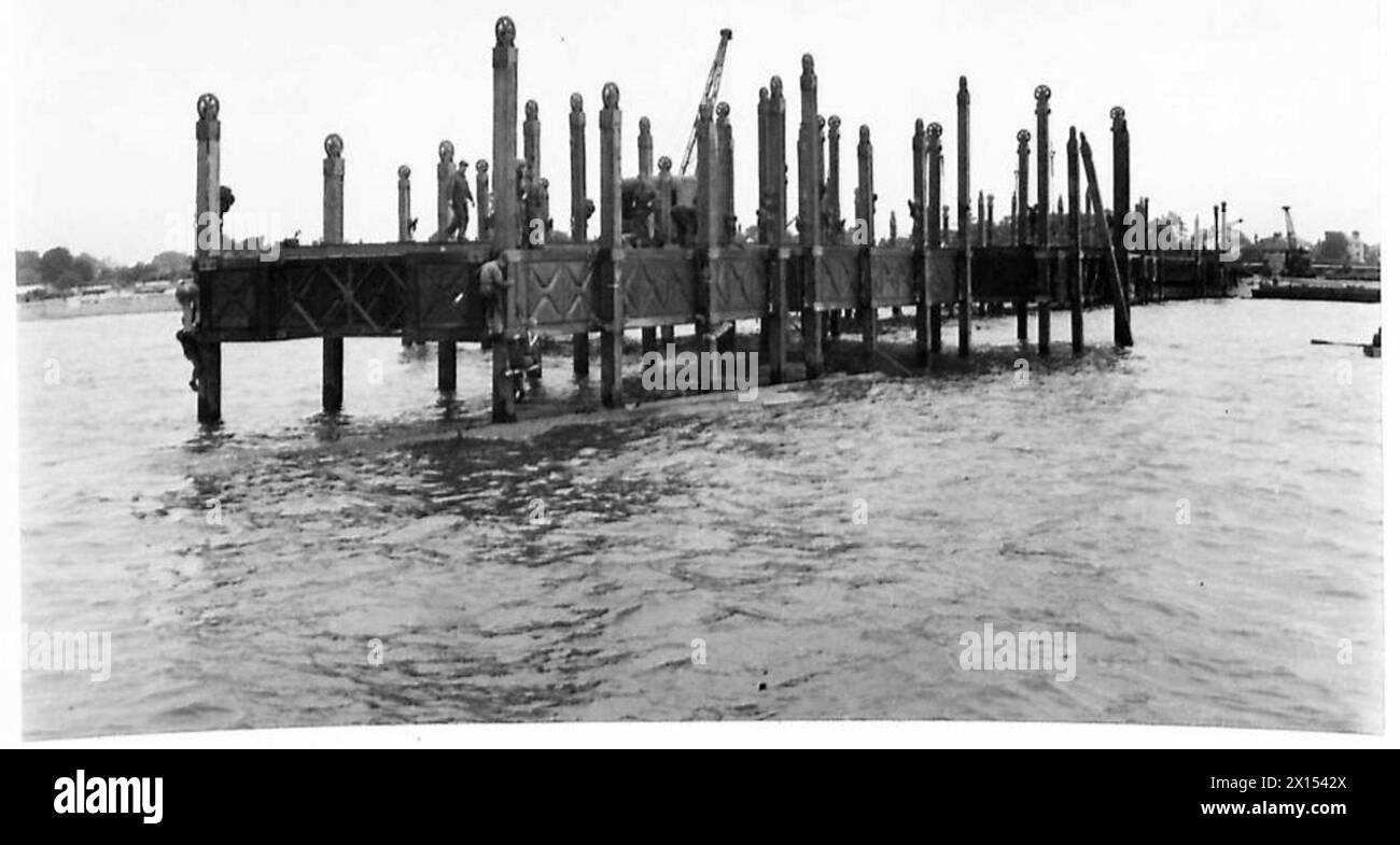 Photographs document a composite pier at Gosport during a special assignment for T.N.5. Stock Photo