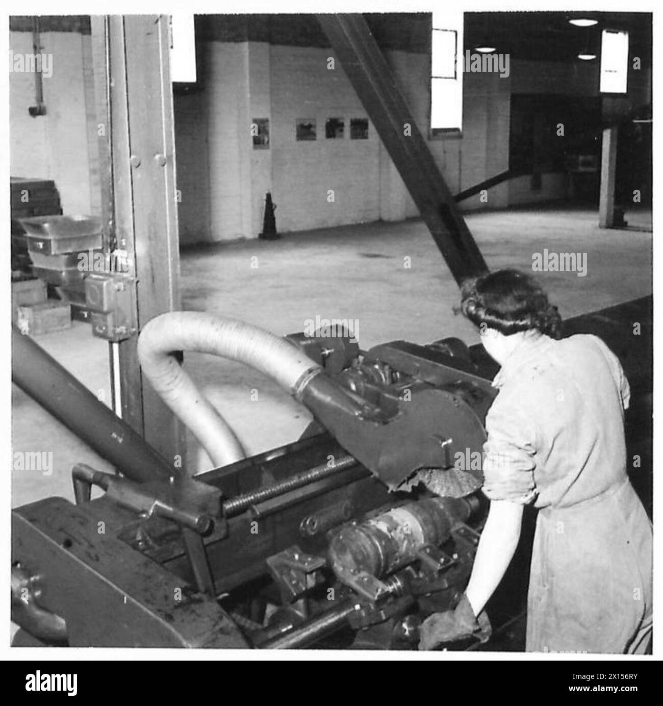 A British Army machine operates showing the traversing worn on the ...