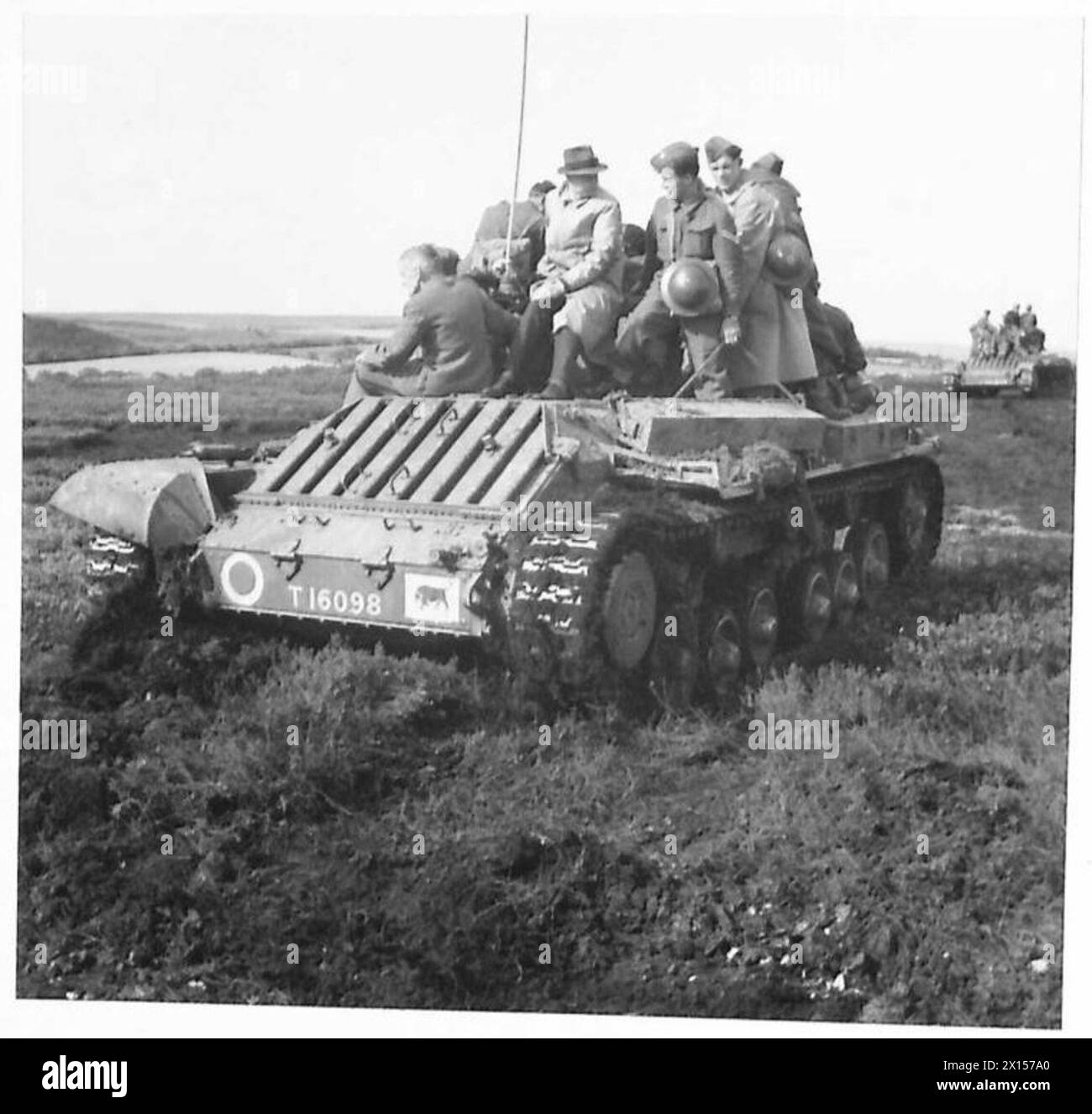 Troops Riding Tanks Riding military vehicle Black and White Stock Photos & Images - Alamy