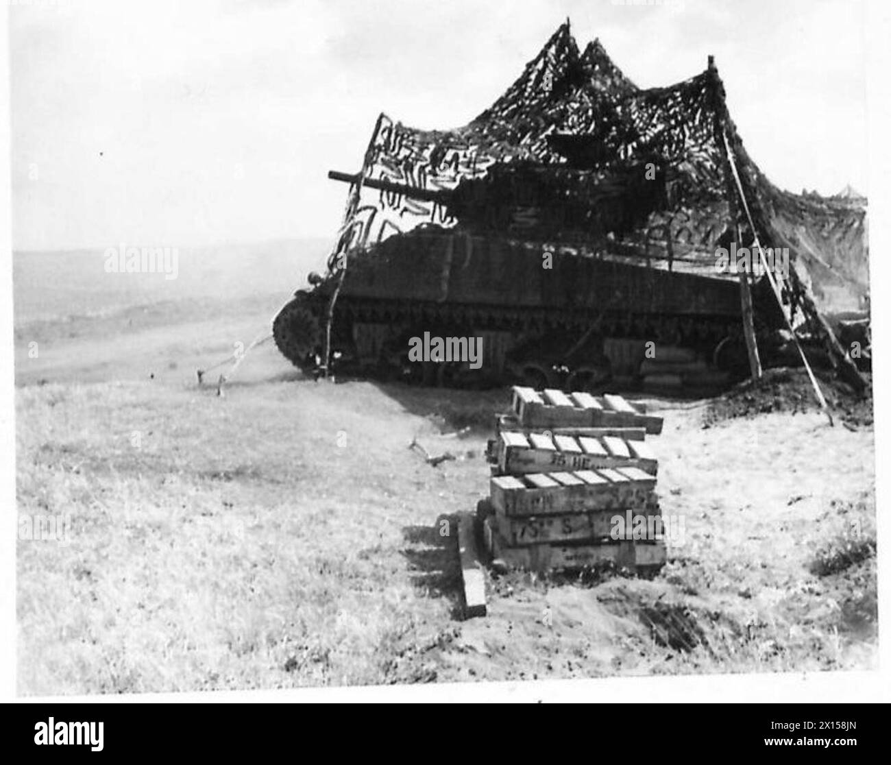 Sherman tanks fire 75 mm guns at enemy positions during the Anzio  bridgehead operation by the British Army Stock Photo - Alamy