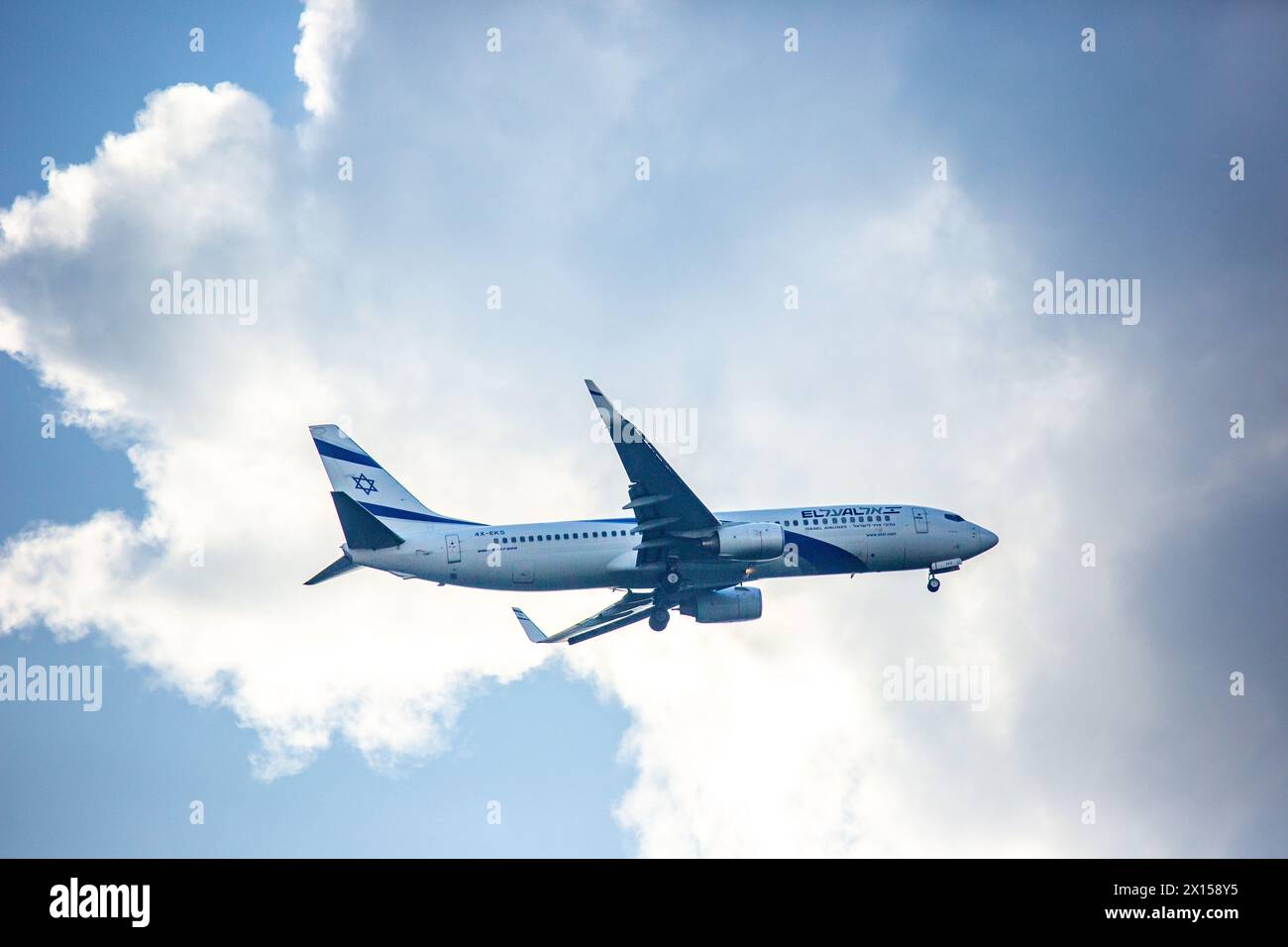 Boeing plane  737 on an El Al airline flight Stock Photo