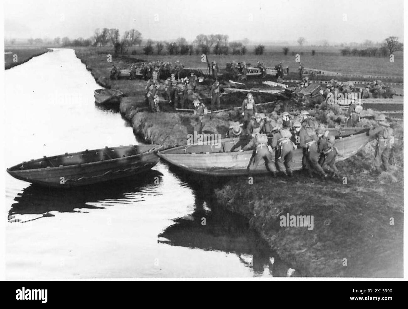 BRIDGING DEMONSTRATION Troops Launching The Pontoons On Which They Bridging demonstration troops launching the pontoons on which they