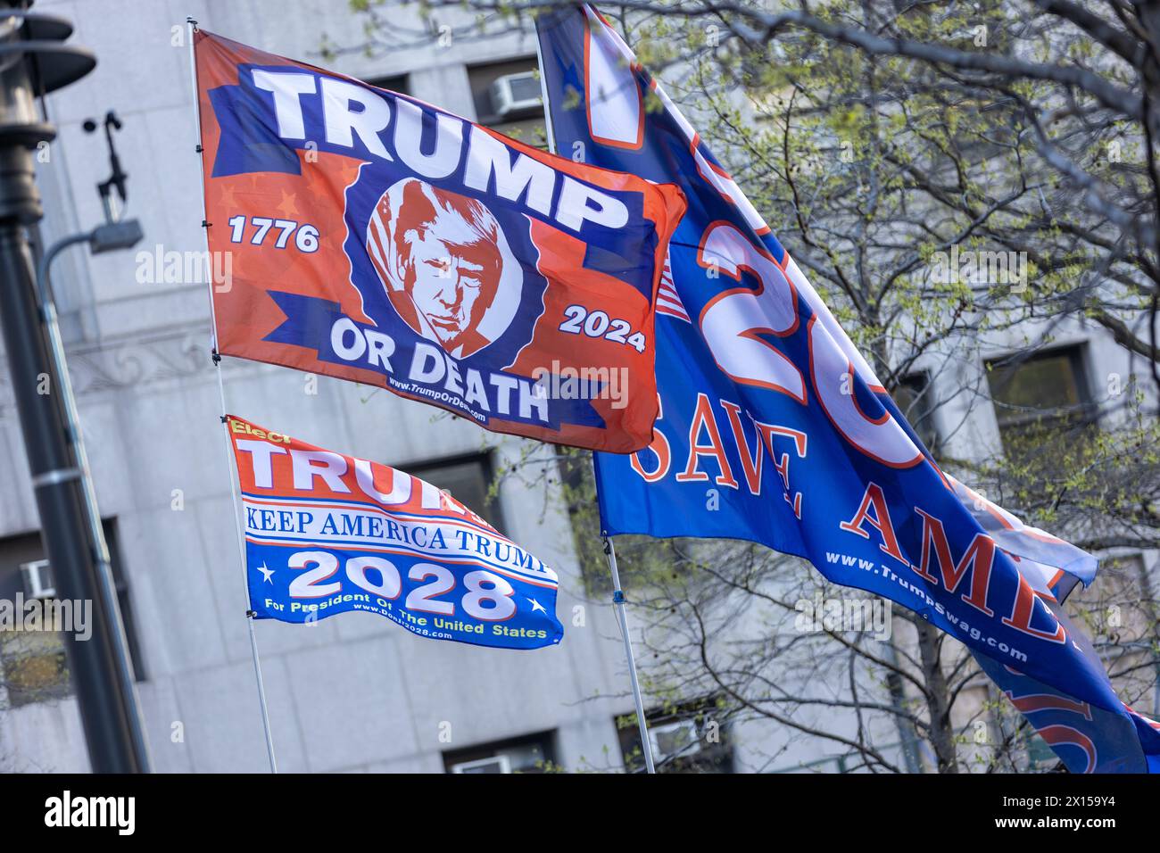 New York, USA. 15th Apr, 2024. The first day of former president Donald Trump's criminal trial in New York, New York on Monday, April 15, 2024. Live News Credit: Maxim Elramsisy/Alamy Live News Stock Photo