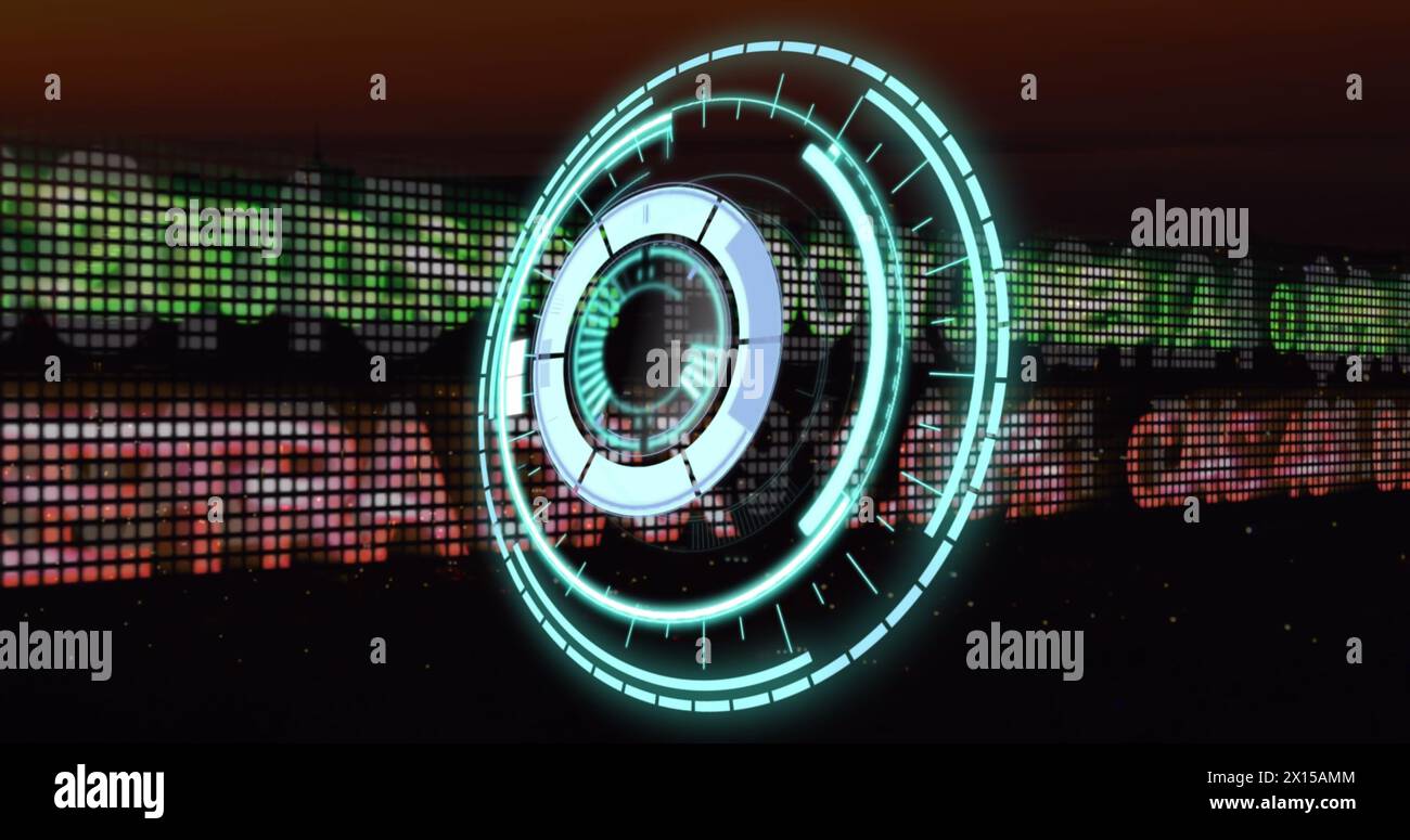 Image of scope scanning over financial data processing Stock Photo