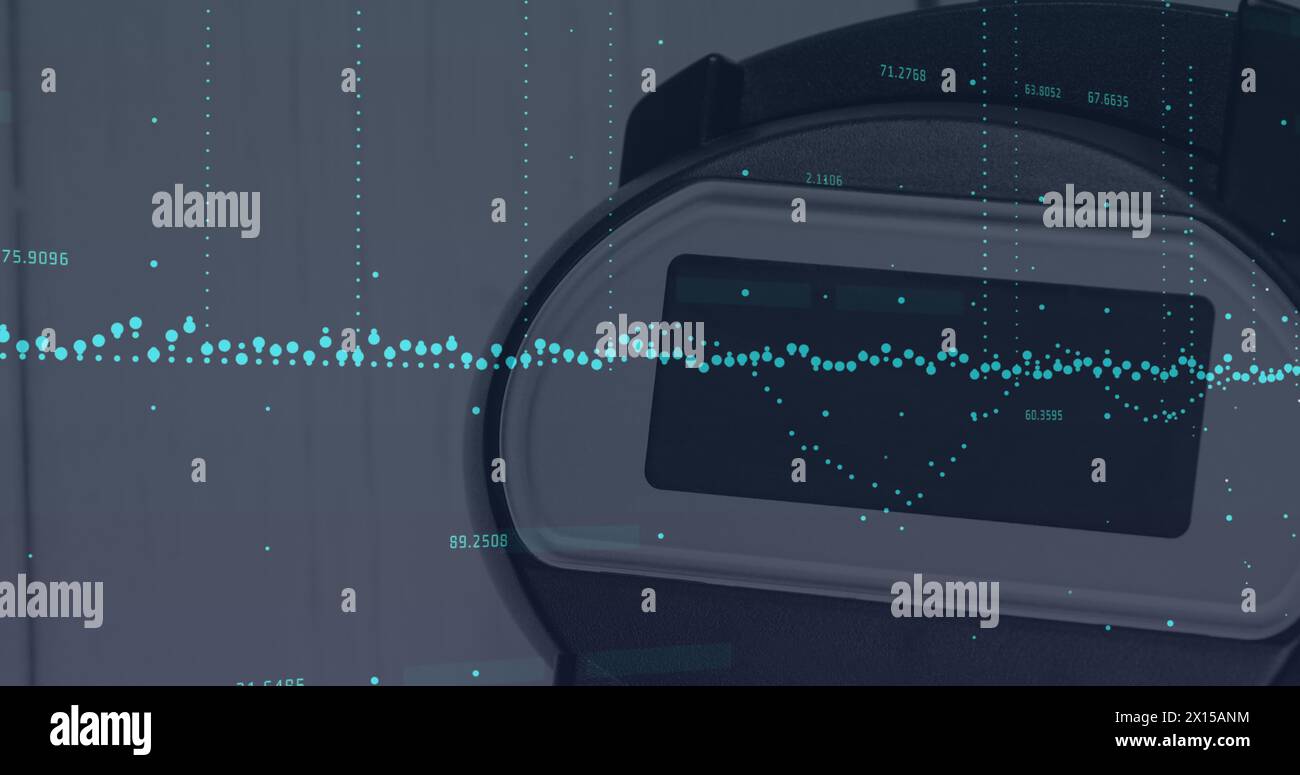 Image of financial data processing over payment terminal Stock Photo