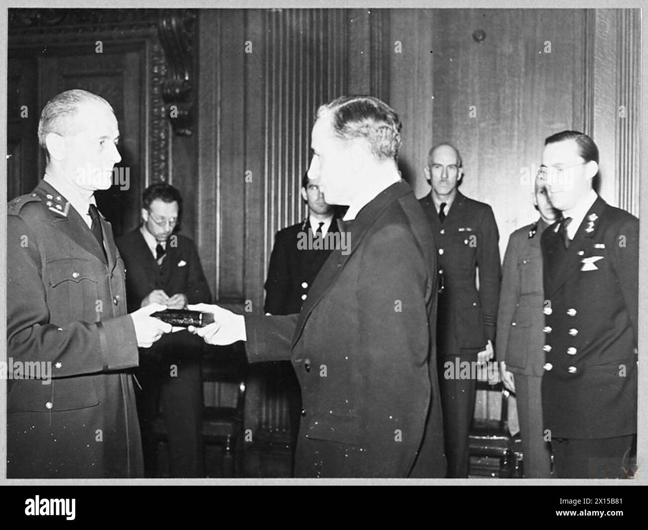 Secretary of State for Air, Sir Archibald Sinclair, presents the ...