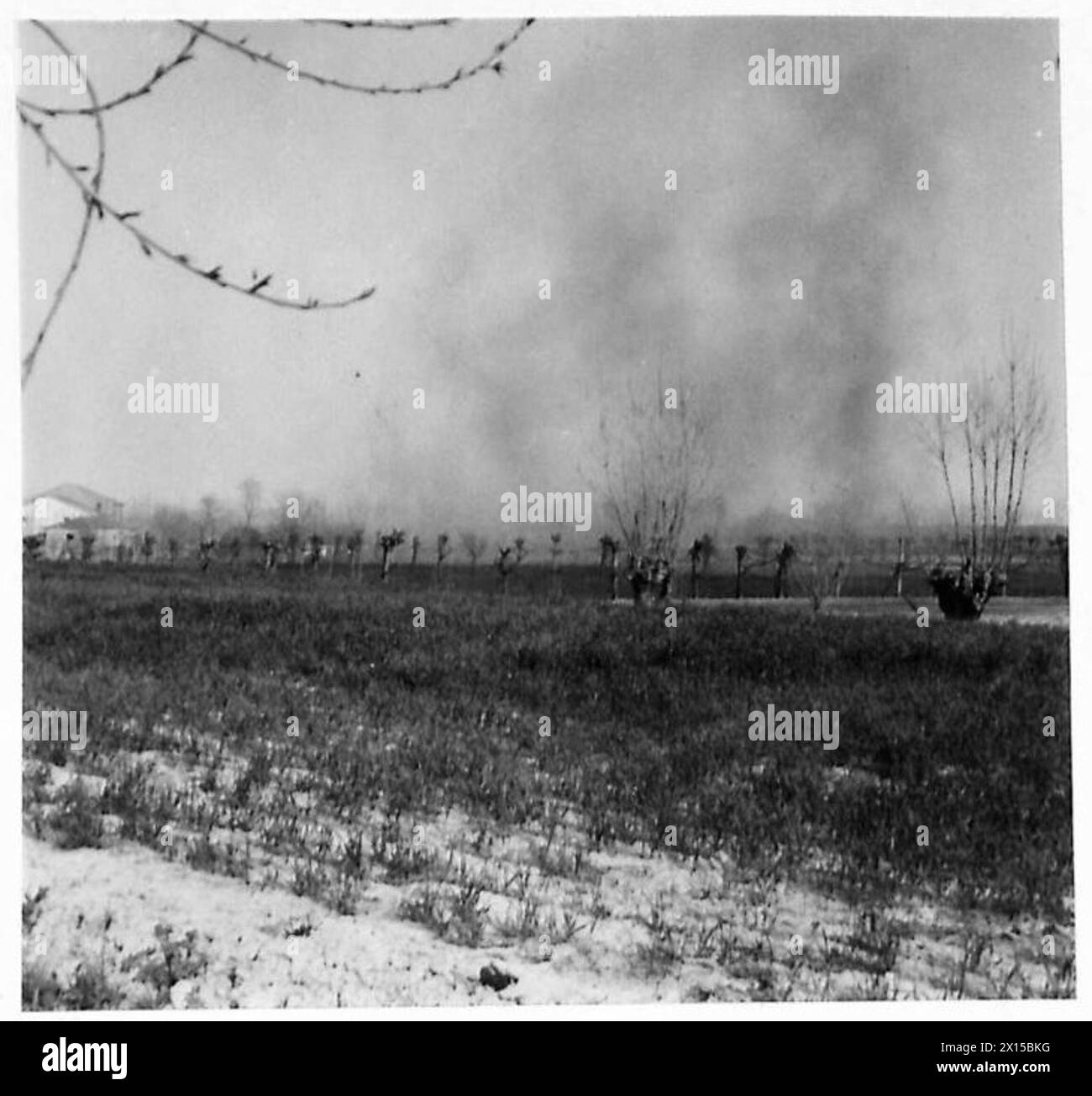 During the Eighth Army attack across the marshlands, shells land on a ...