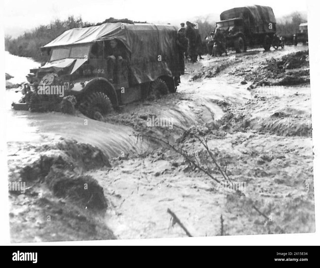 Overran Eighth Army transport struggles through surging waters during bad ...