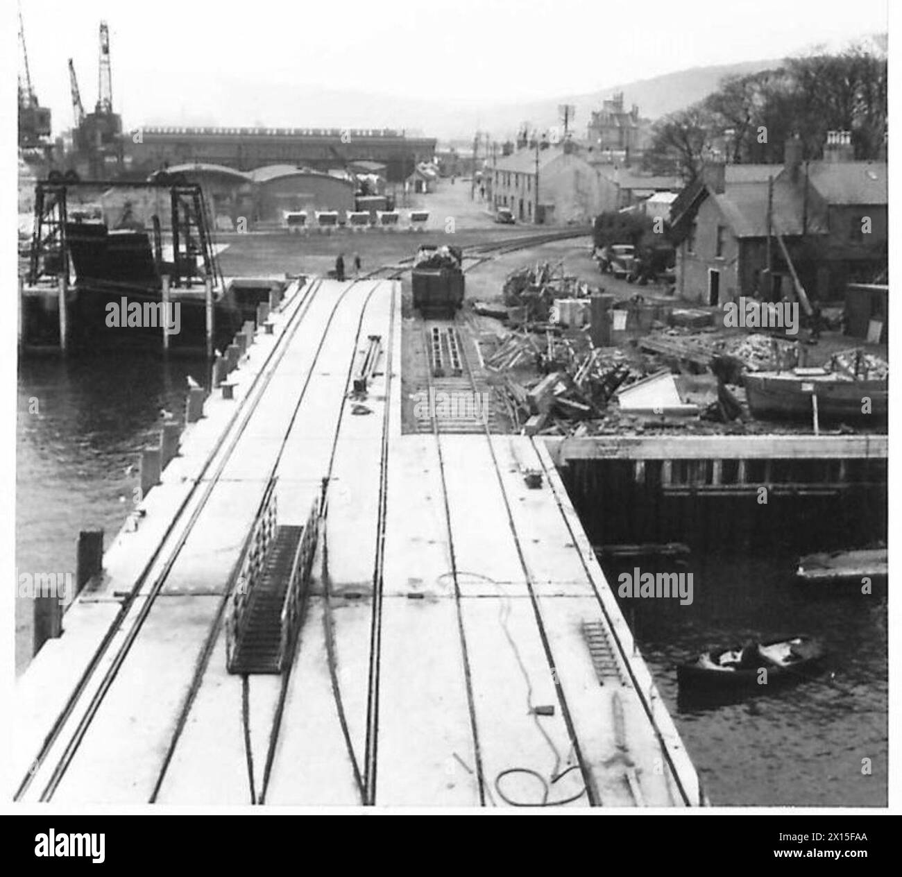 LARNE JETTY PROGRESS Ramp and approach to pier , British Army Stock
