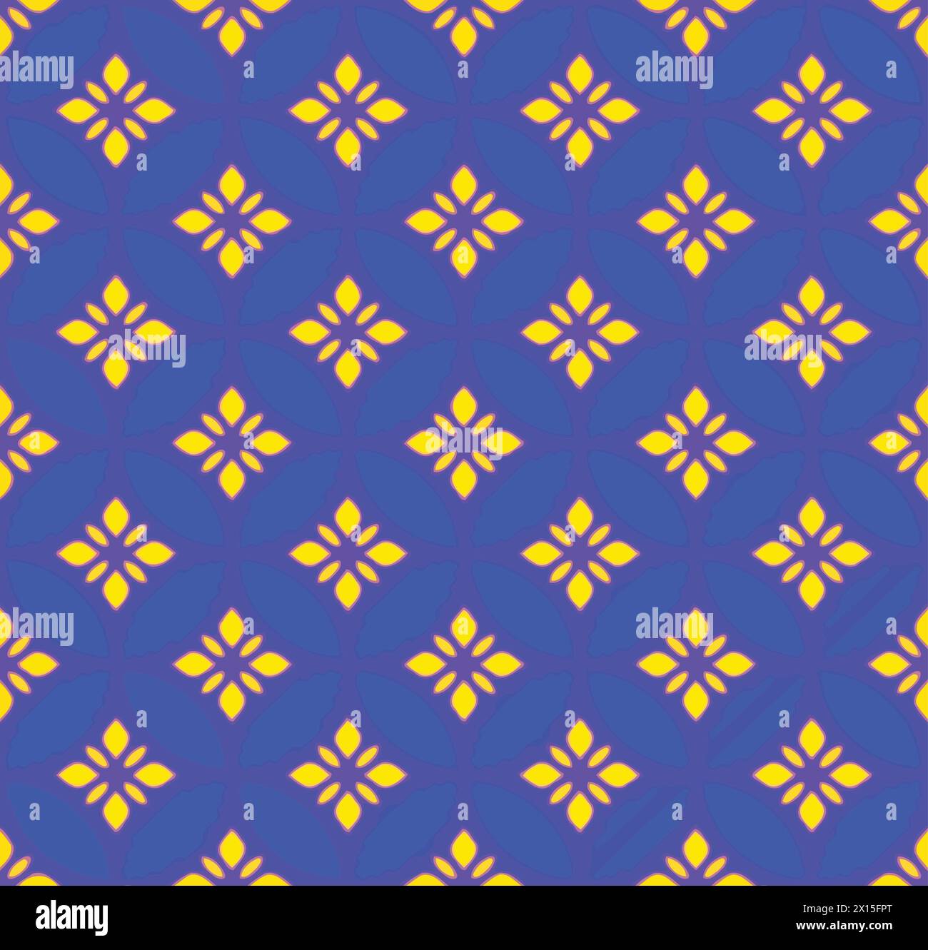 seamless pattern with blue background and yellow shapes Stock Vector