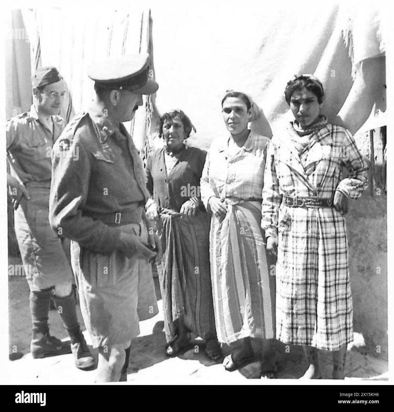 FIGHTING FORCES UNSEEN ENEMY - Colonel Donnelly inspecting Brothel women in the Arab quarters, these places are a source of Veneral Diseases and the general policy in the Army is to place such institutions 'Out of Bounds' British Army Stock Photo