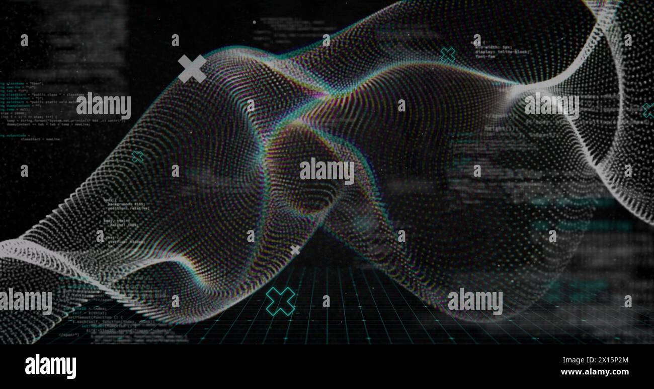 Image of white shapes over data processing on black background Stock Photo