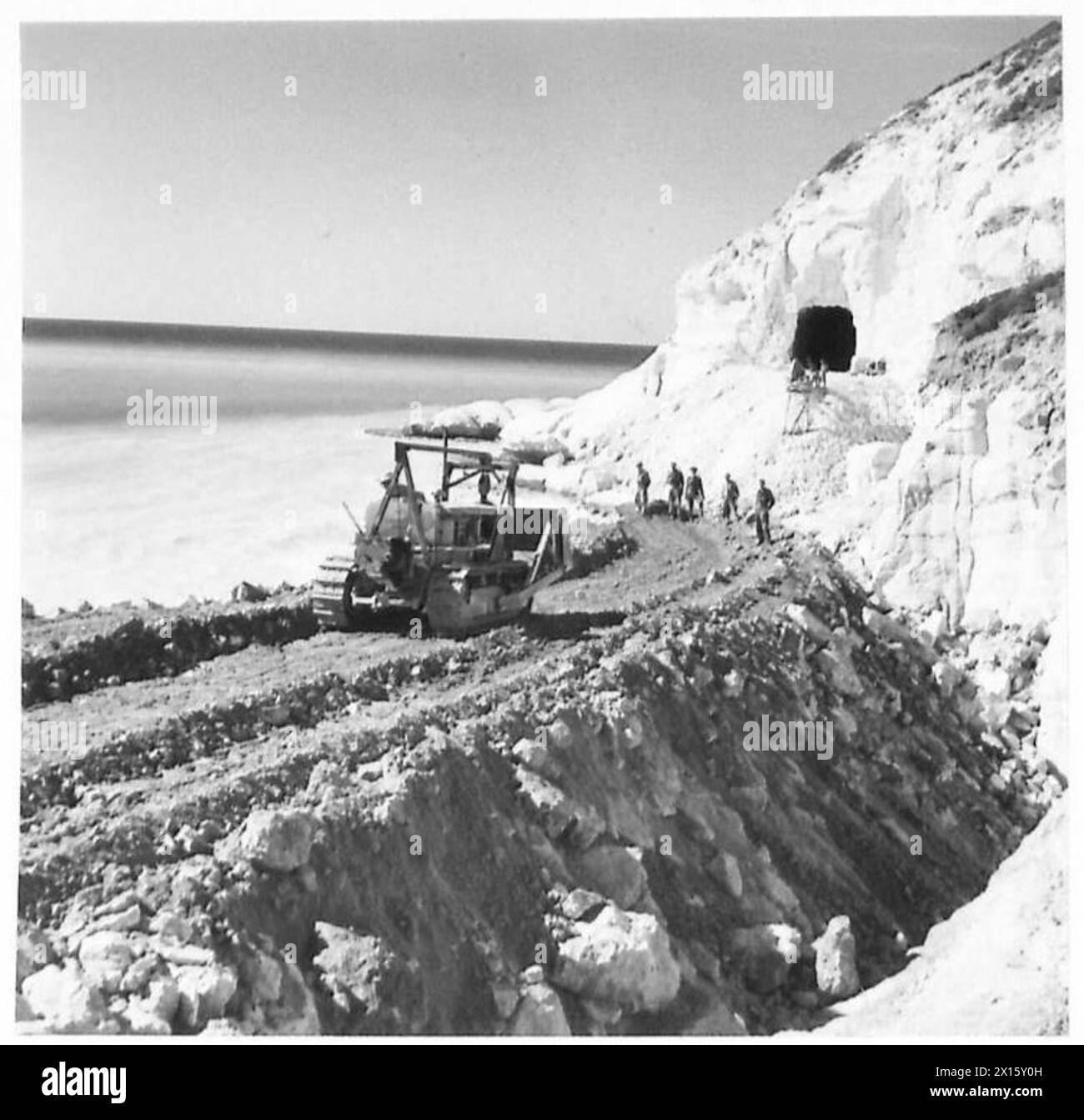 Construction of the Haifa-Tripoli railway includes filling a coastal ...