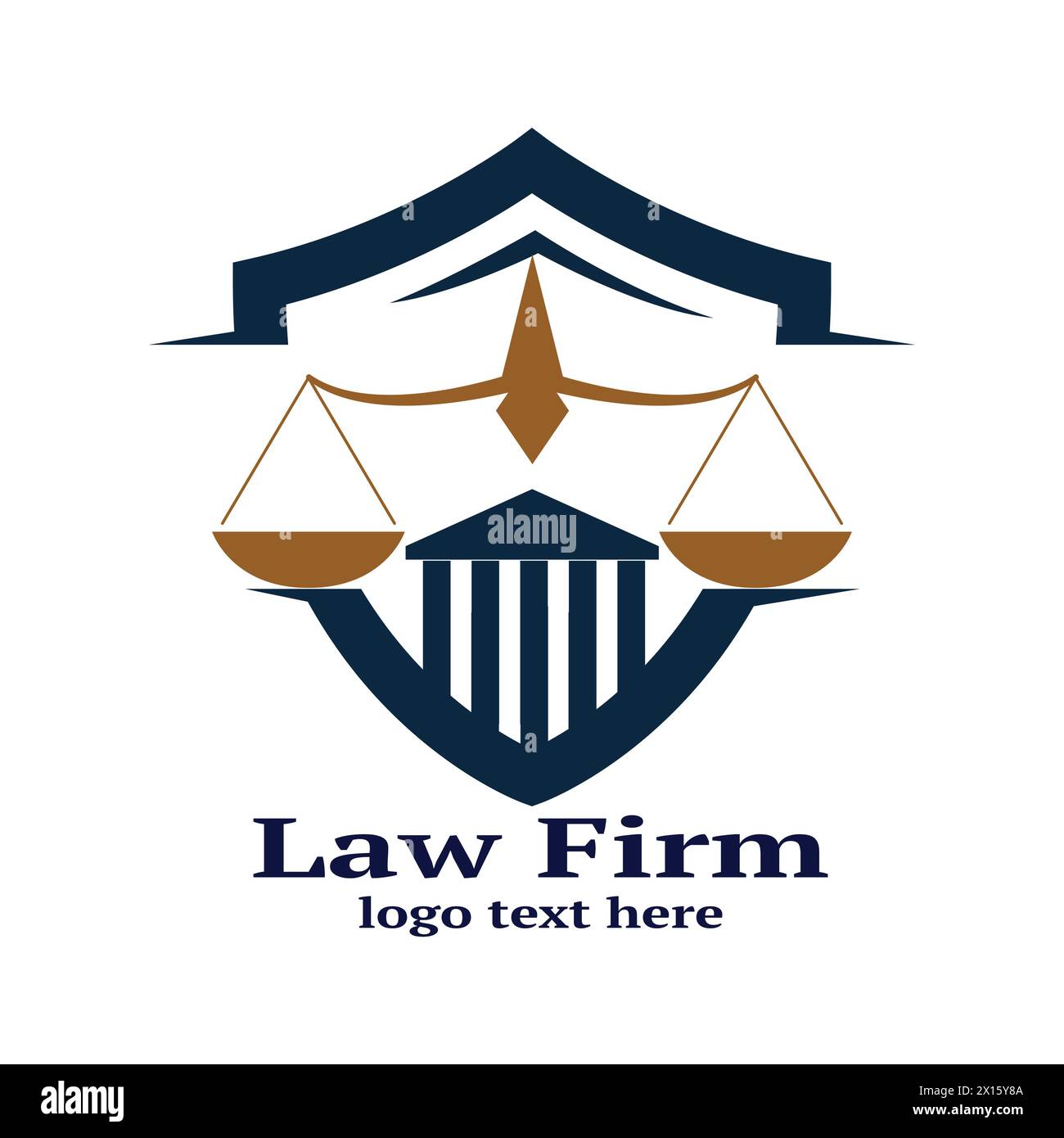 A law firm logo containing a shield with a scale and a courthouse ...