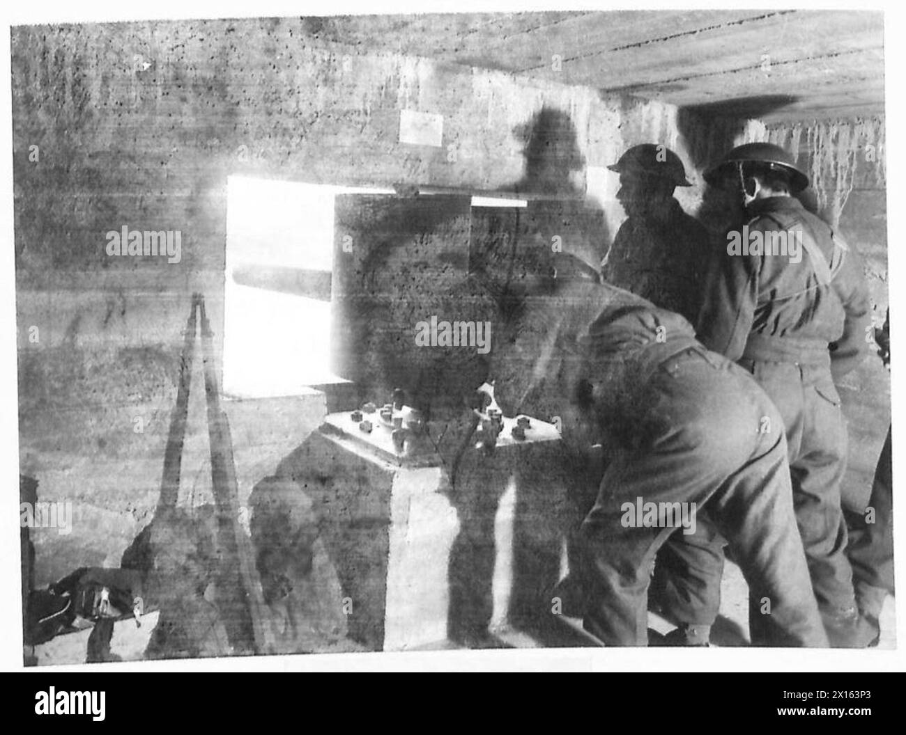 THE ROAD DEFENCES OF BRITAIN Scene inside the pillbox with the gun crew at action stations