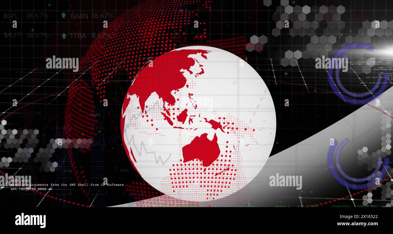 Image of data processing over globe Stock Photo