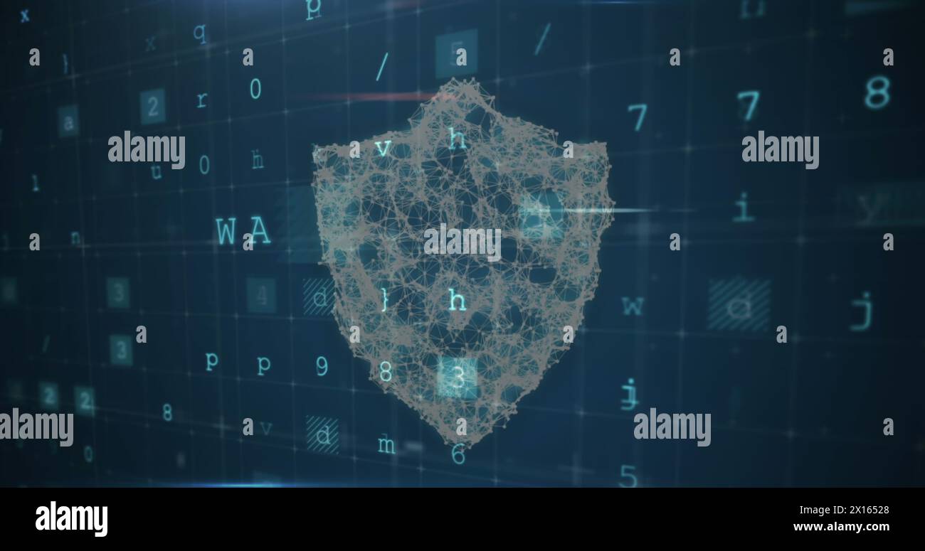 Image of shield over data processing Stock Photo