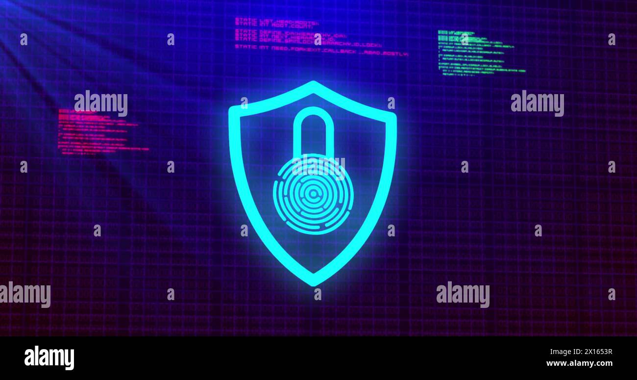 Image of padlock over data processing Stock Photo