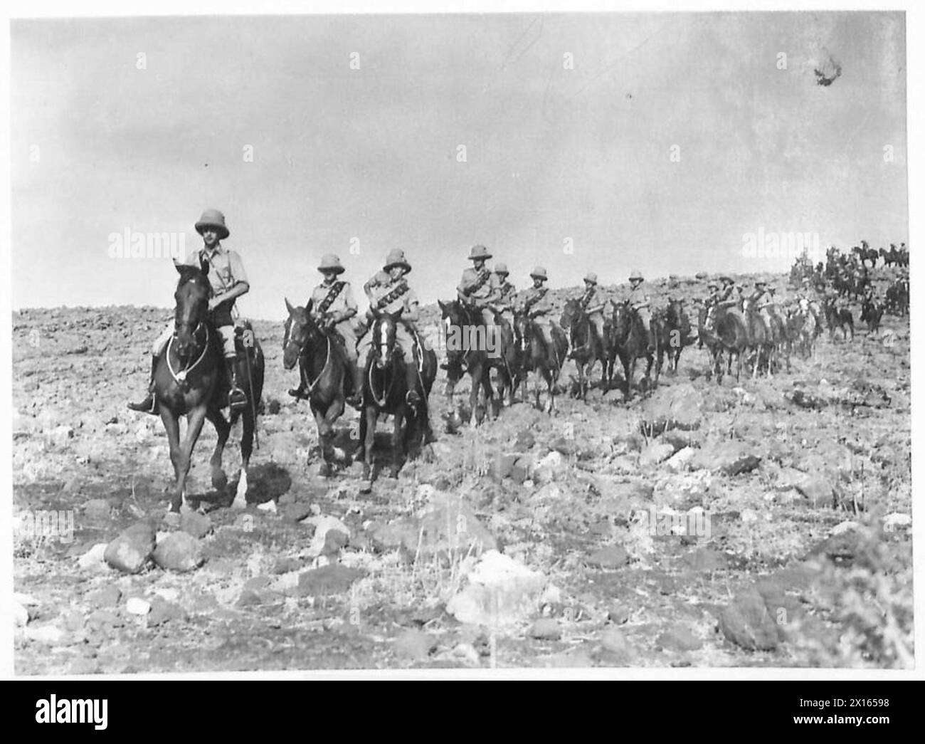 MOUNTED TROOPS IN PALESTINE - Out for morning exercise over rough