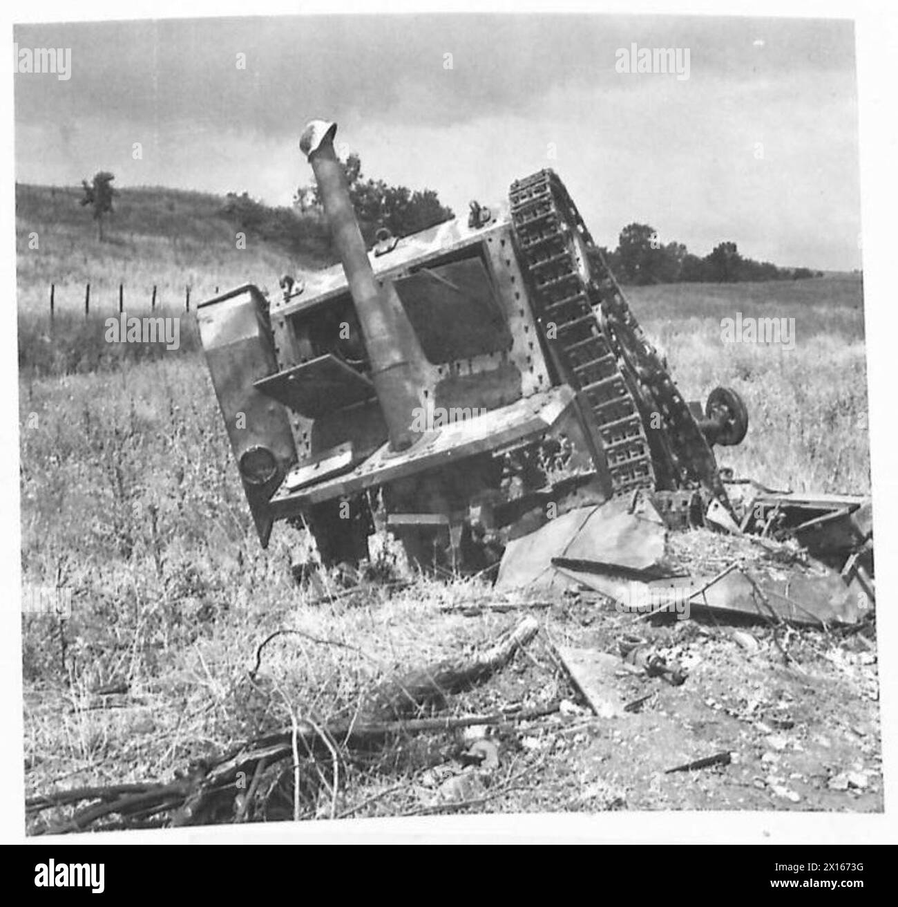 Italian 75 A captured Italian 75 mm self-propelled gun is shown with its barrel ...