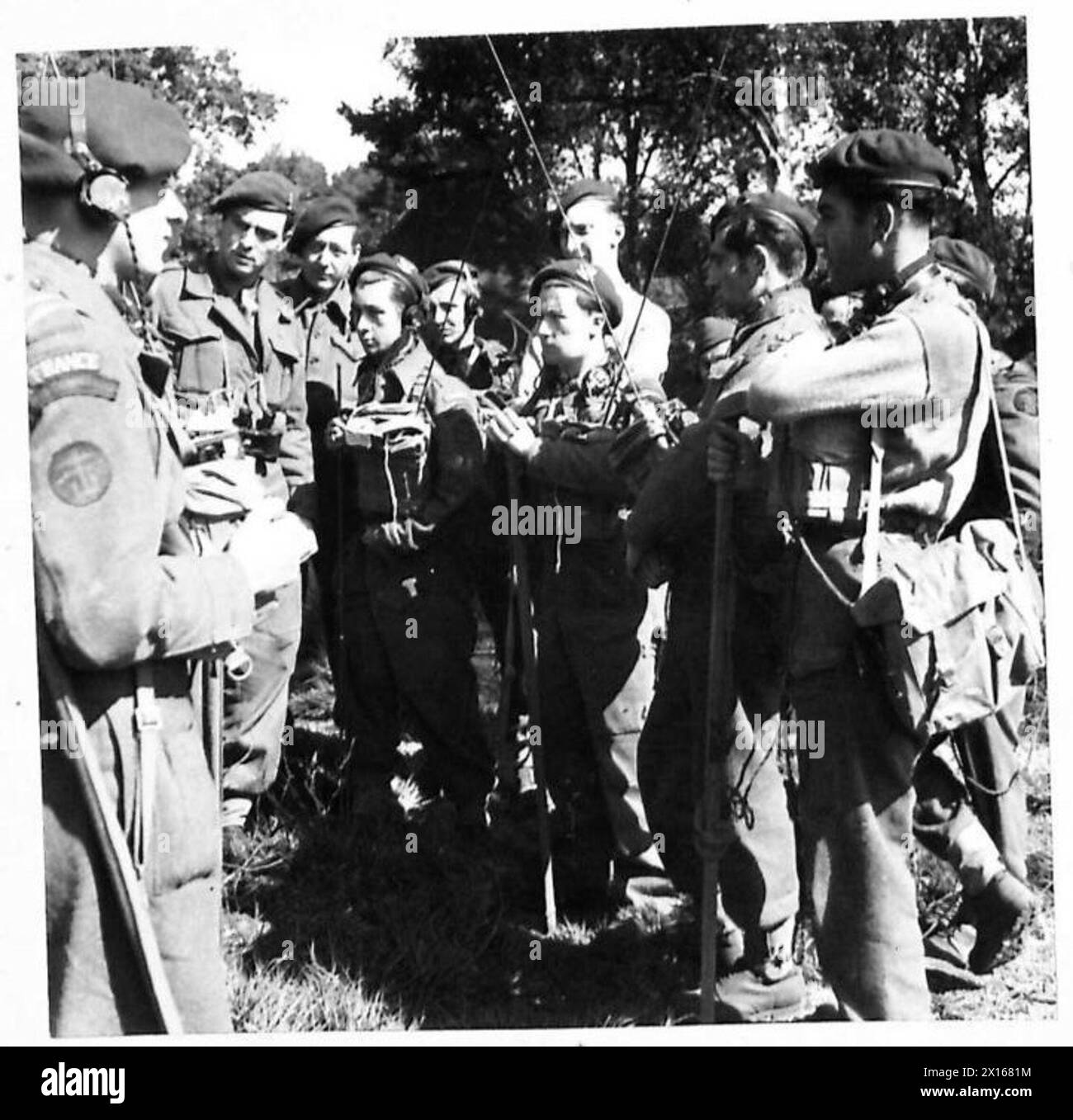 French Commando troops prepare for an invasion as their portable signal ...
