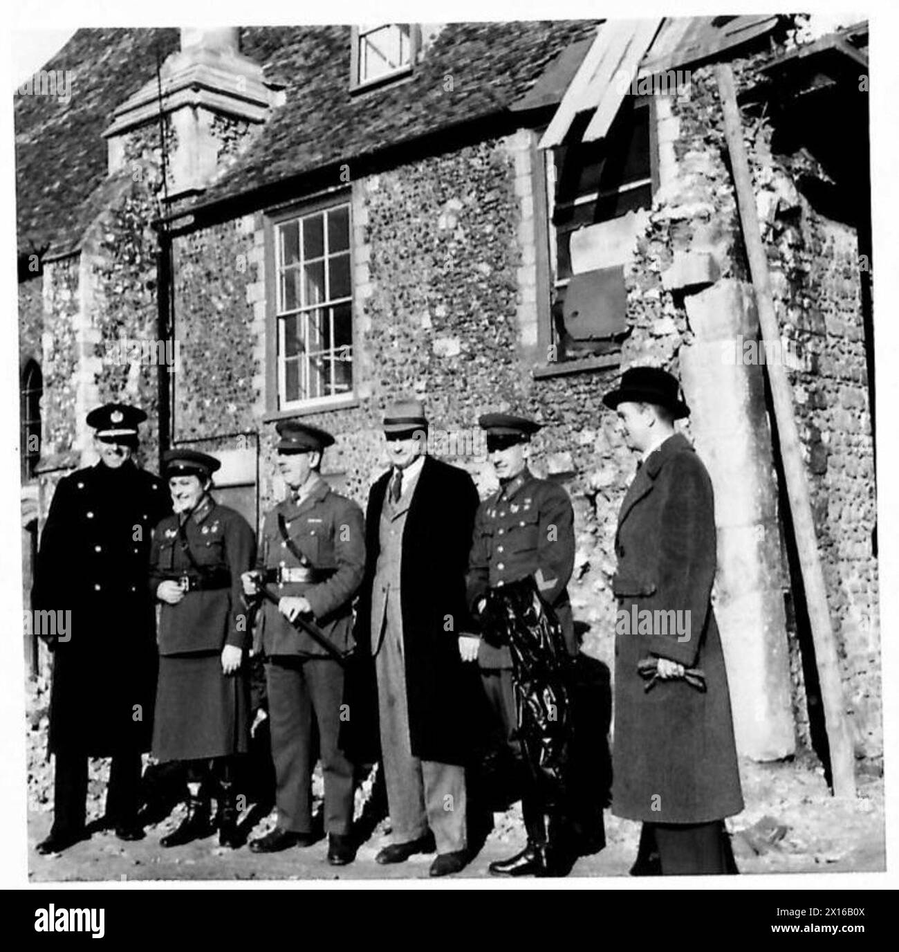 VISIT OF RUSSIAN DELEGATES TO CANTERBURY AND DOVER AREA - Group - left to right - The Chief Constable of Canterbury Lt. Lyudmila Pavlichenko Captain Harker P.R.O. Mr. Nikolai Krasanchenko Lt. Vladimir Pchelintsev and a Ministry of Information representative British Army Stock Photo