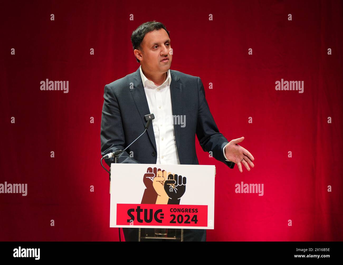 Scottish Labour leader Anas Sarwar speaking at the Scottish Trades