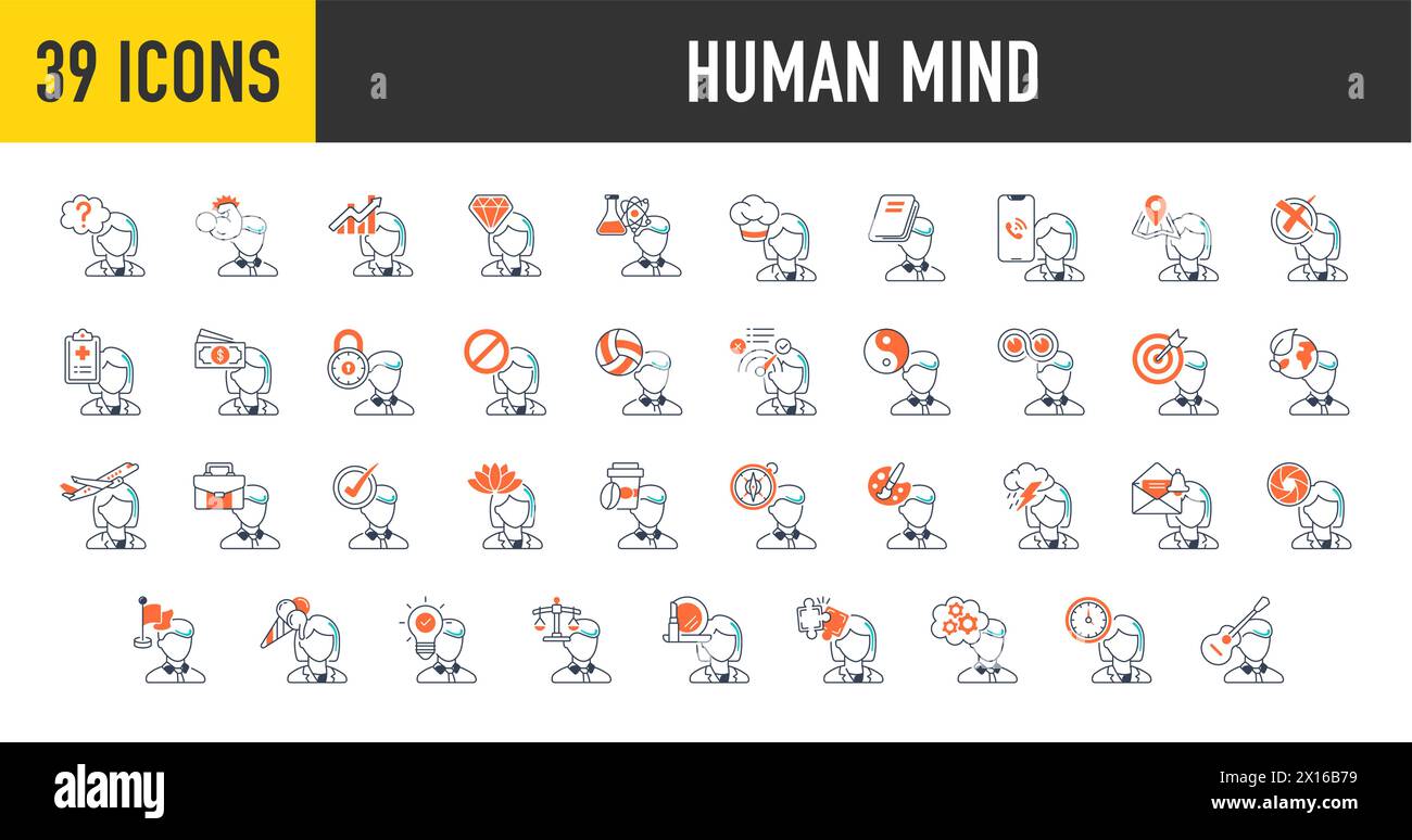 Human mind idea icon vector illustration for web and app. Thinking Heads Stock Vector