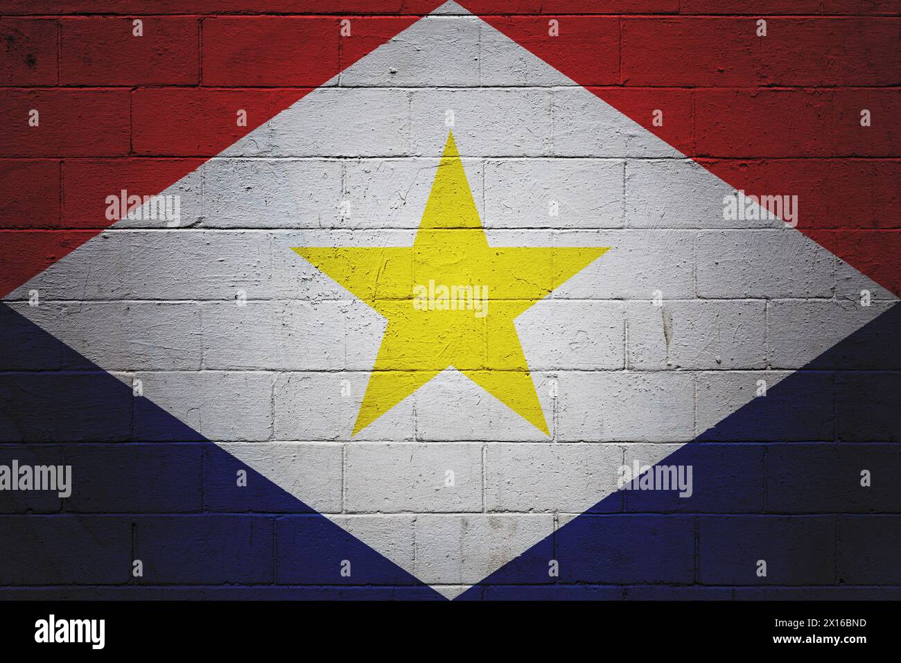 Flag of Saba painted on a cinder block wall Stock Photo - Alamy