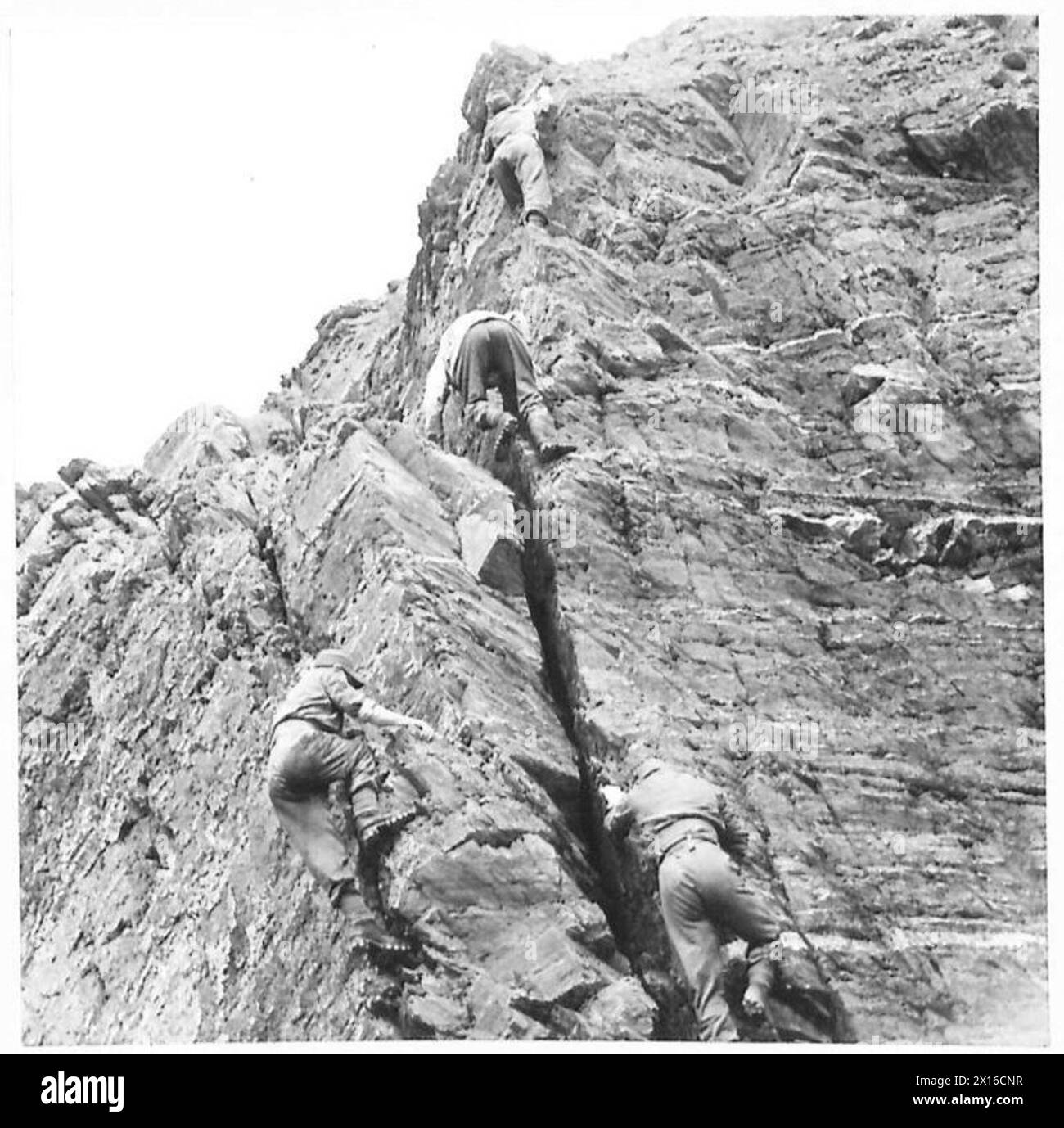 THE GREEN DEVILS Every nook and crevasse on the cliff face is used to