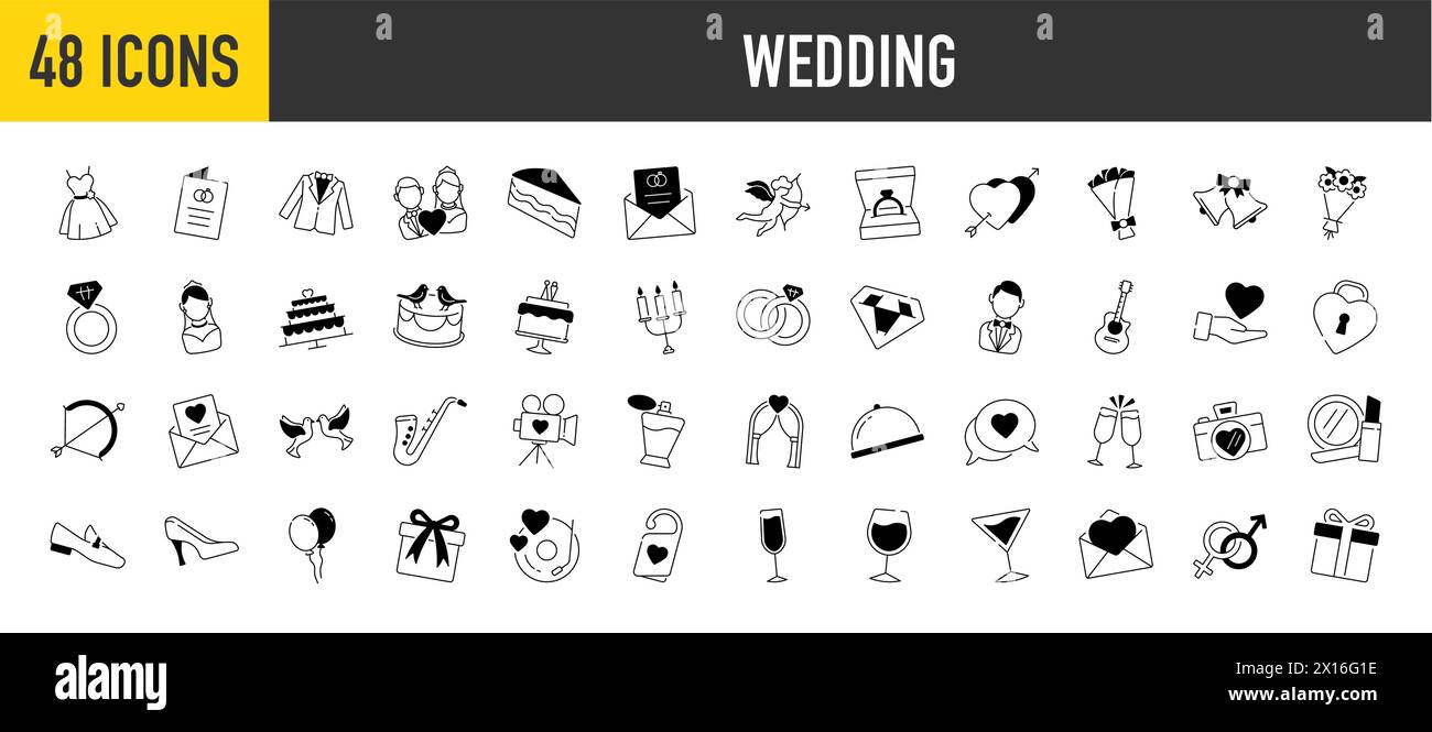Collection of wedding icon set - Premium style vector illustration ...