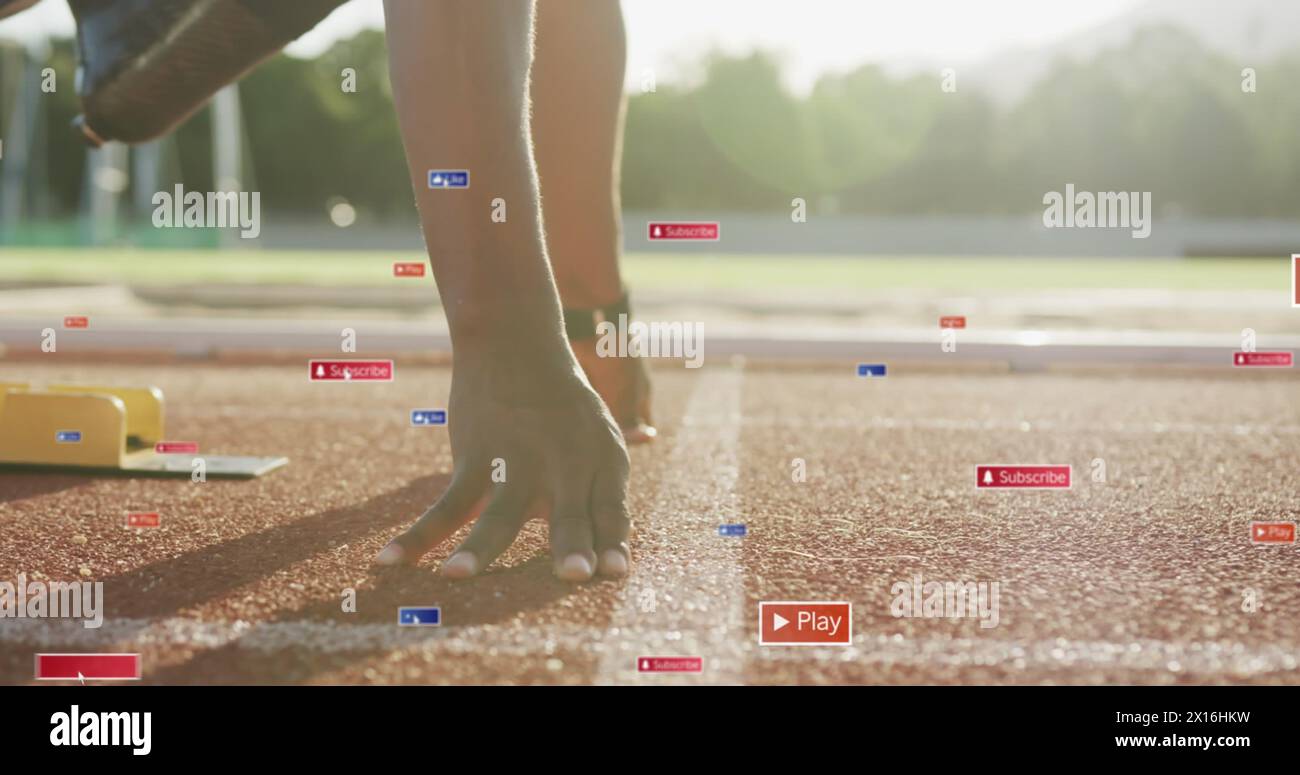 Image of notification bars over african american athlete taking ...