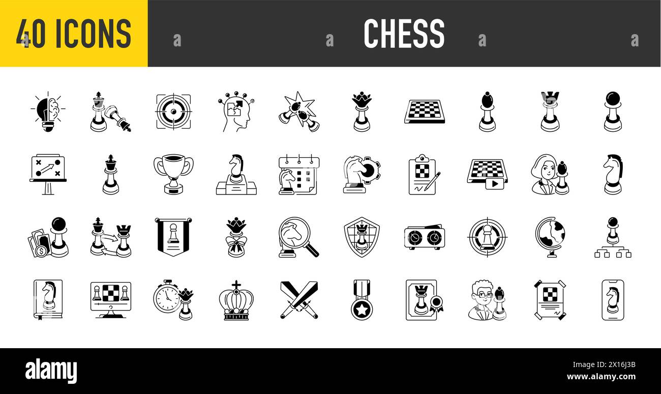 Simple Set of Chess Related Vector Icons. Contains such Icons as Queen ...
