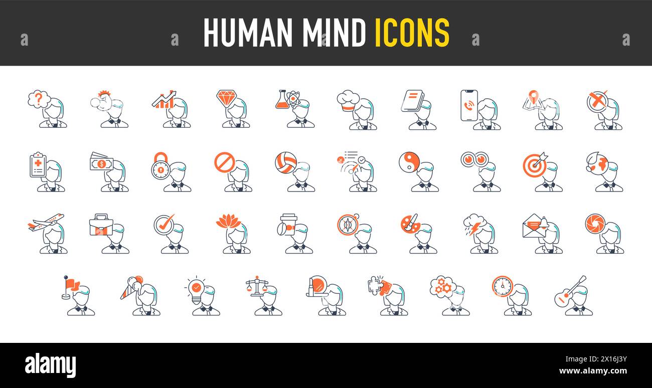 Human mind idea icon vector illustration for web and app. Thinking Heads Stock Vector