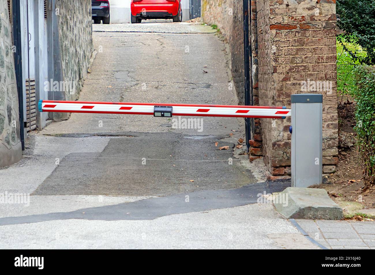 Electric security ramp entrance of modern house Stock Photo