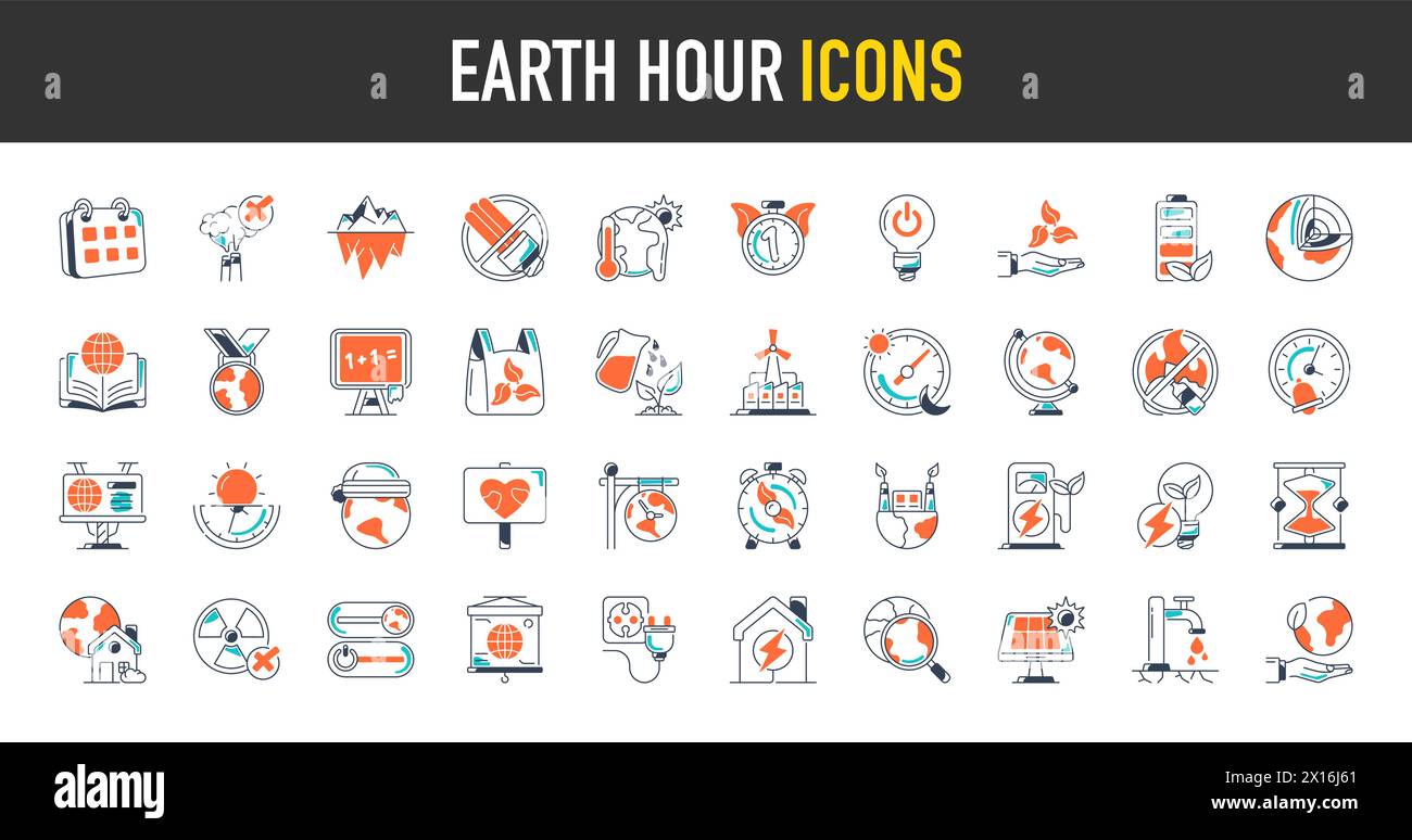 Climate change, ecology, green energy, park and weather icon set. Containing global warming, renewable energy, greenhouse, melting ice, pollution Stock Vector