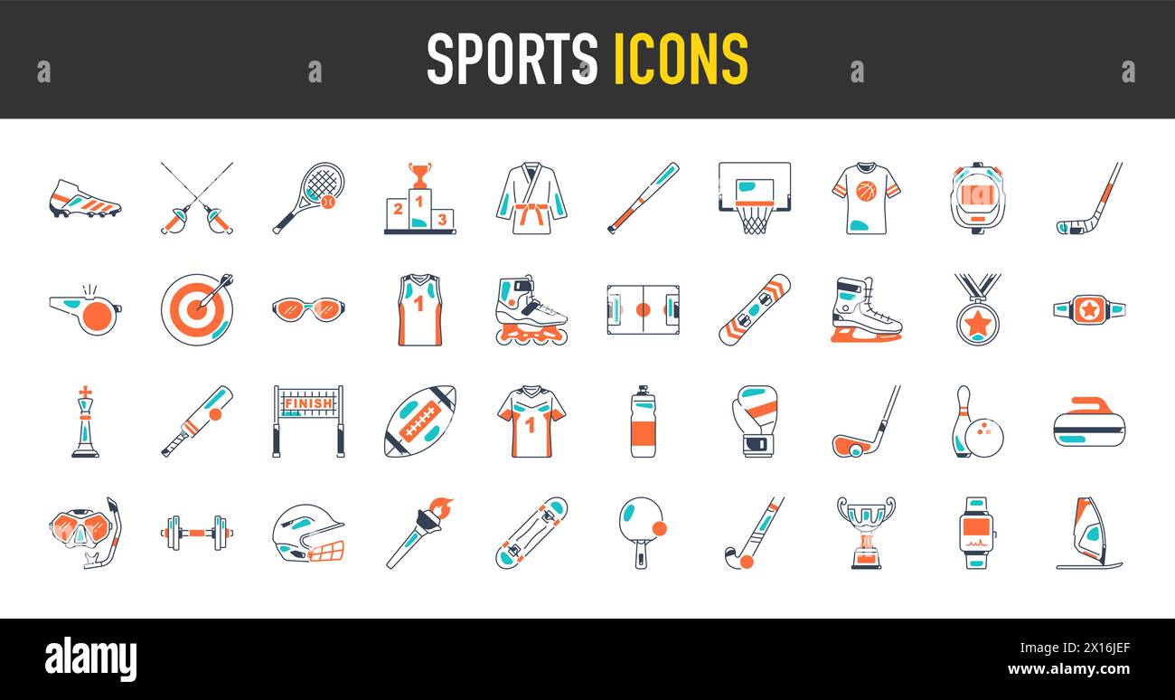 Simple Set of sport icons. Premium style icons pack. Vector ...