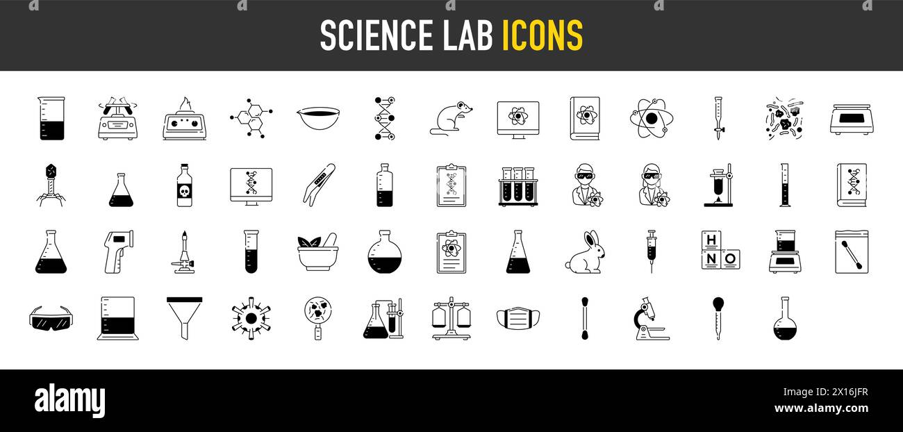 Science lab and disease prevention signs. Medical healthcare, doctor icons. Chemical formula, medical doctor research, chemistry testing lab icons. Stock Vector